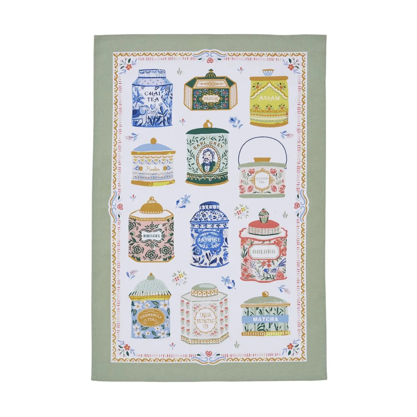 Tea Tins Cotton Tea Towel