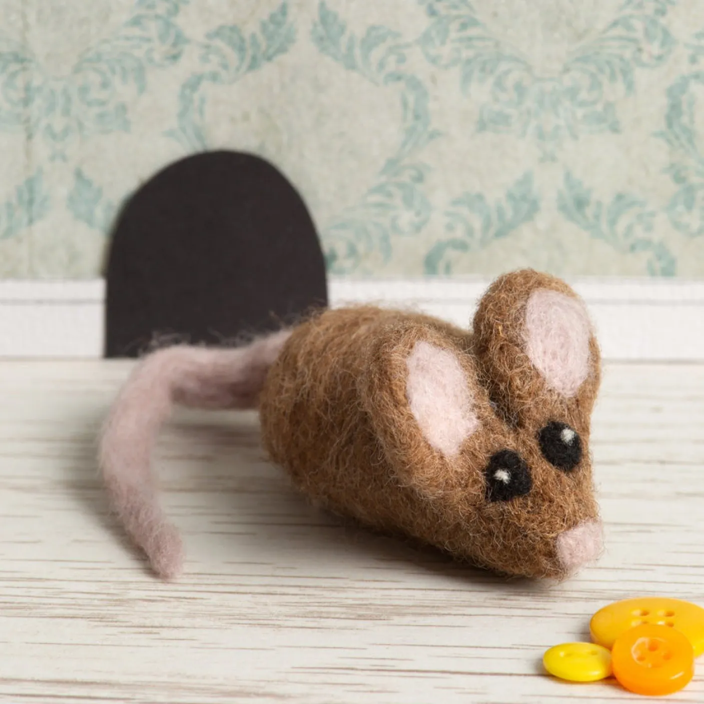 Brown Mouse Brooch Felting Kit