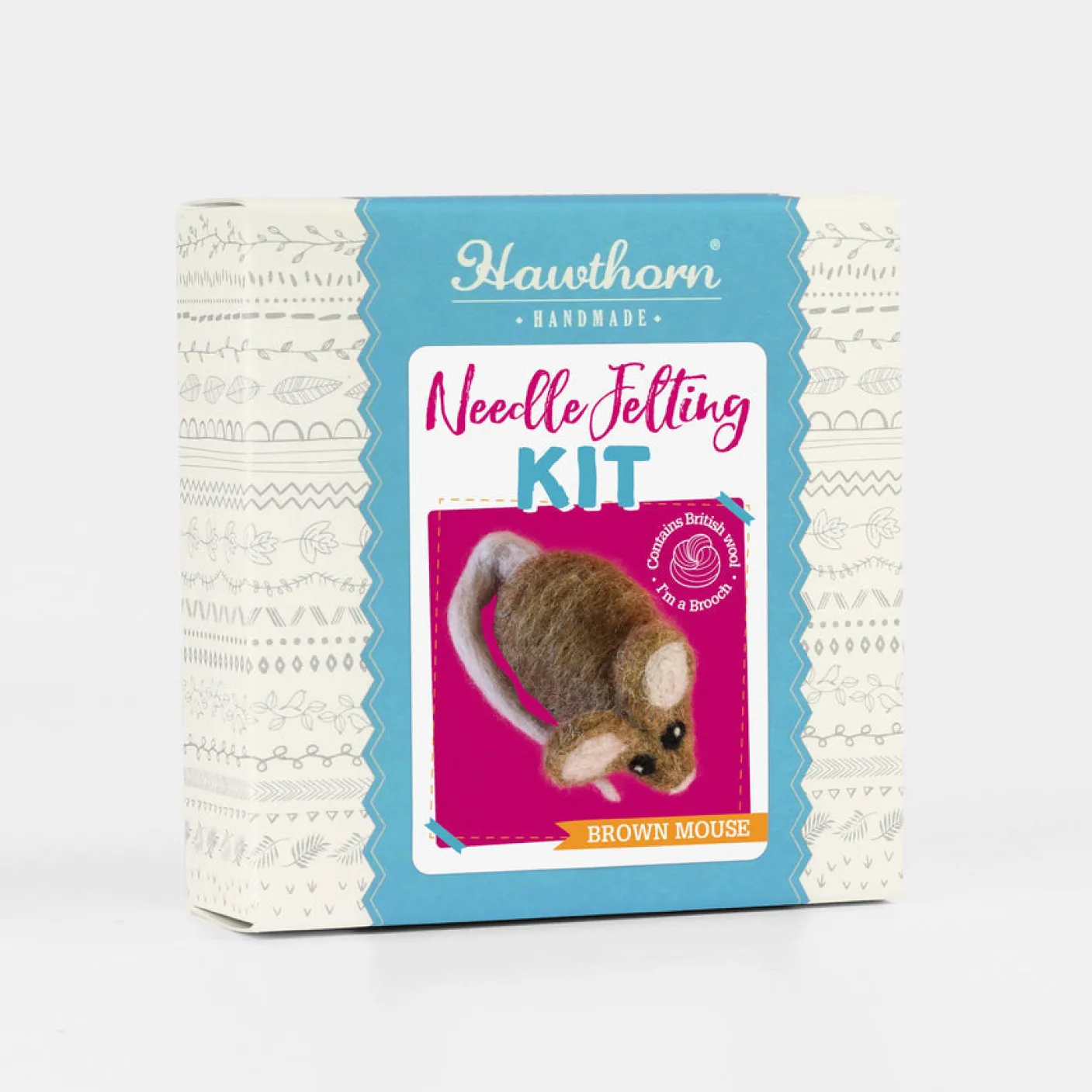 Brown Mouse Brooch Felting Kit