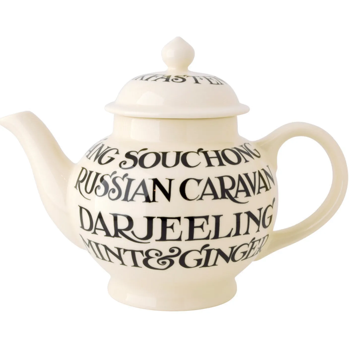 Black Toast 4 Mug Teapot