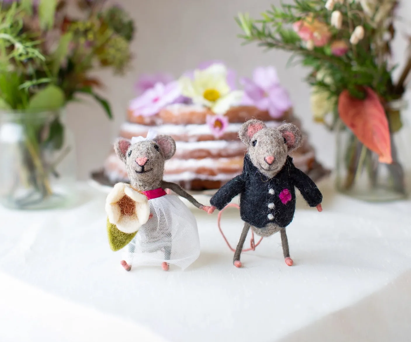 Bride and Groom Wedding Felt Mice