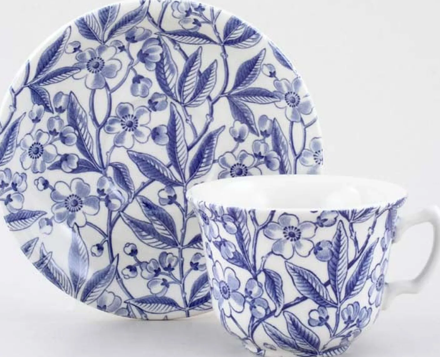 Blue Prunus Teacup and Saucer