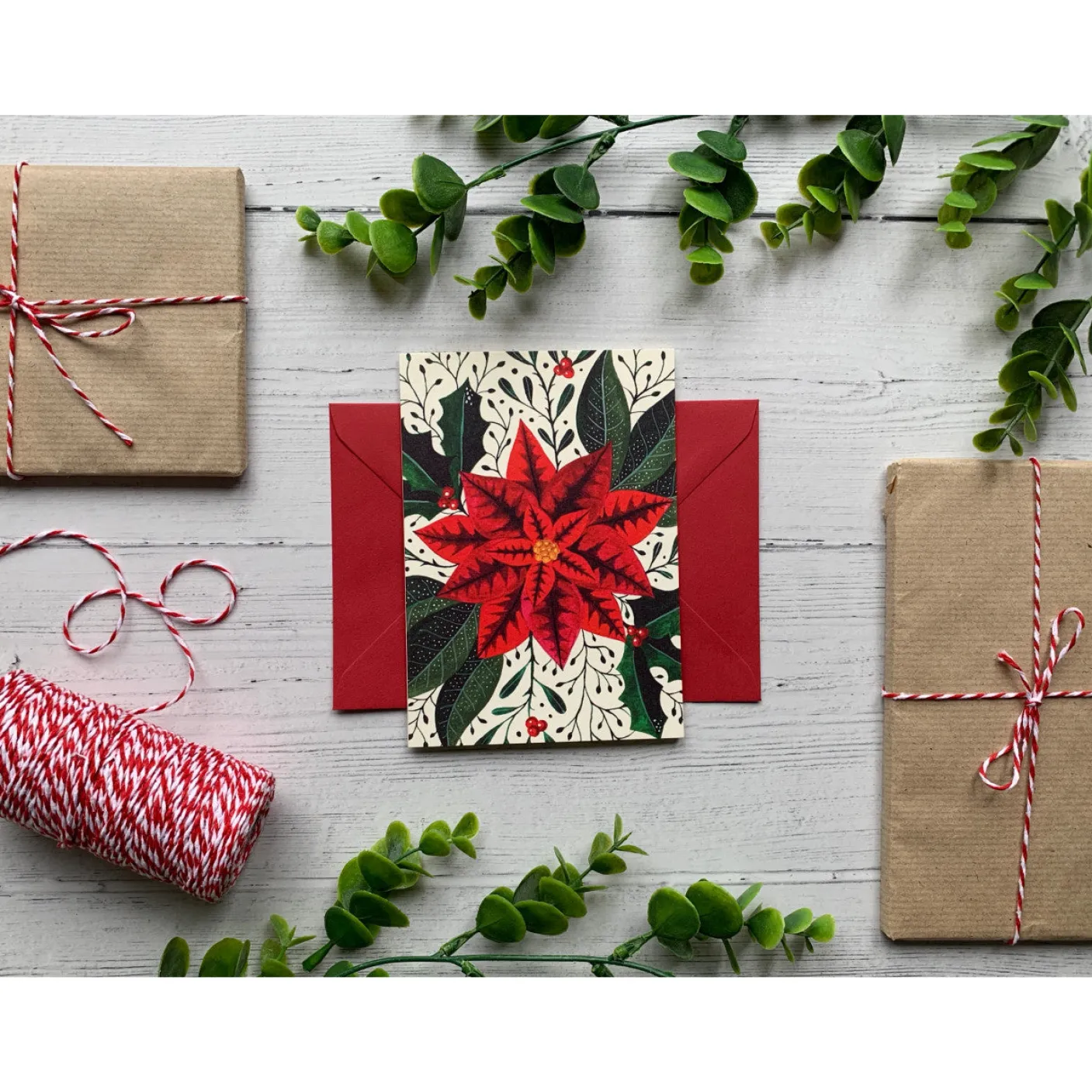 Poinsettia Christmas Card