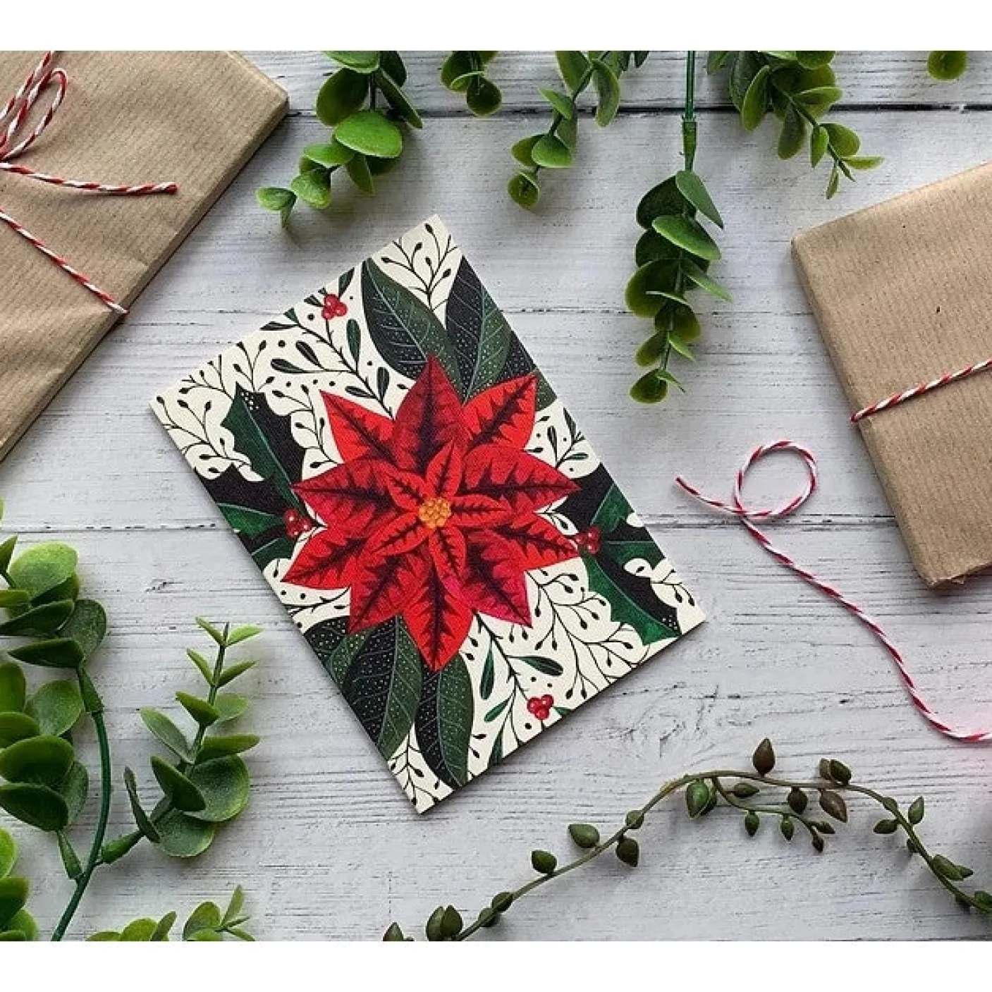 Poinsettia Christmas Card