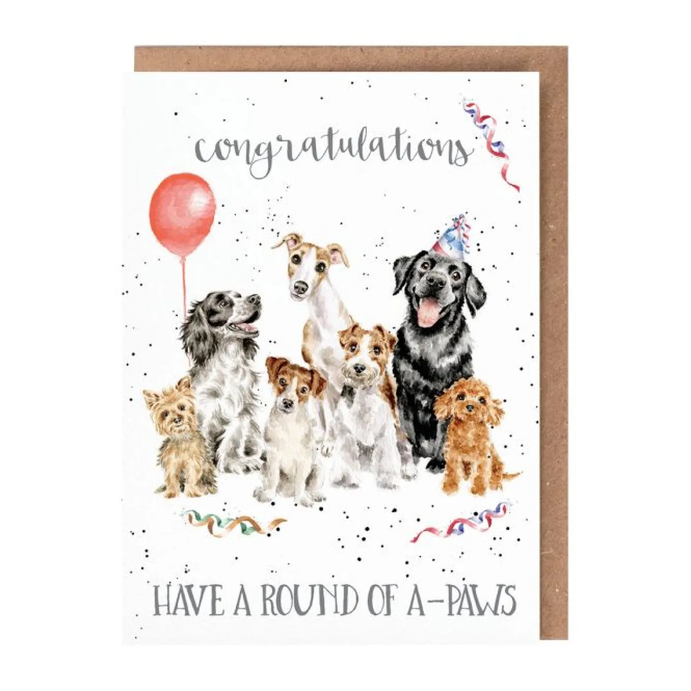 'Round of A-Paws' Birthday' Dog Congratulations Greetings Card