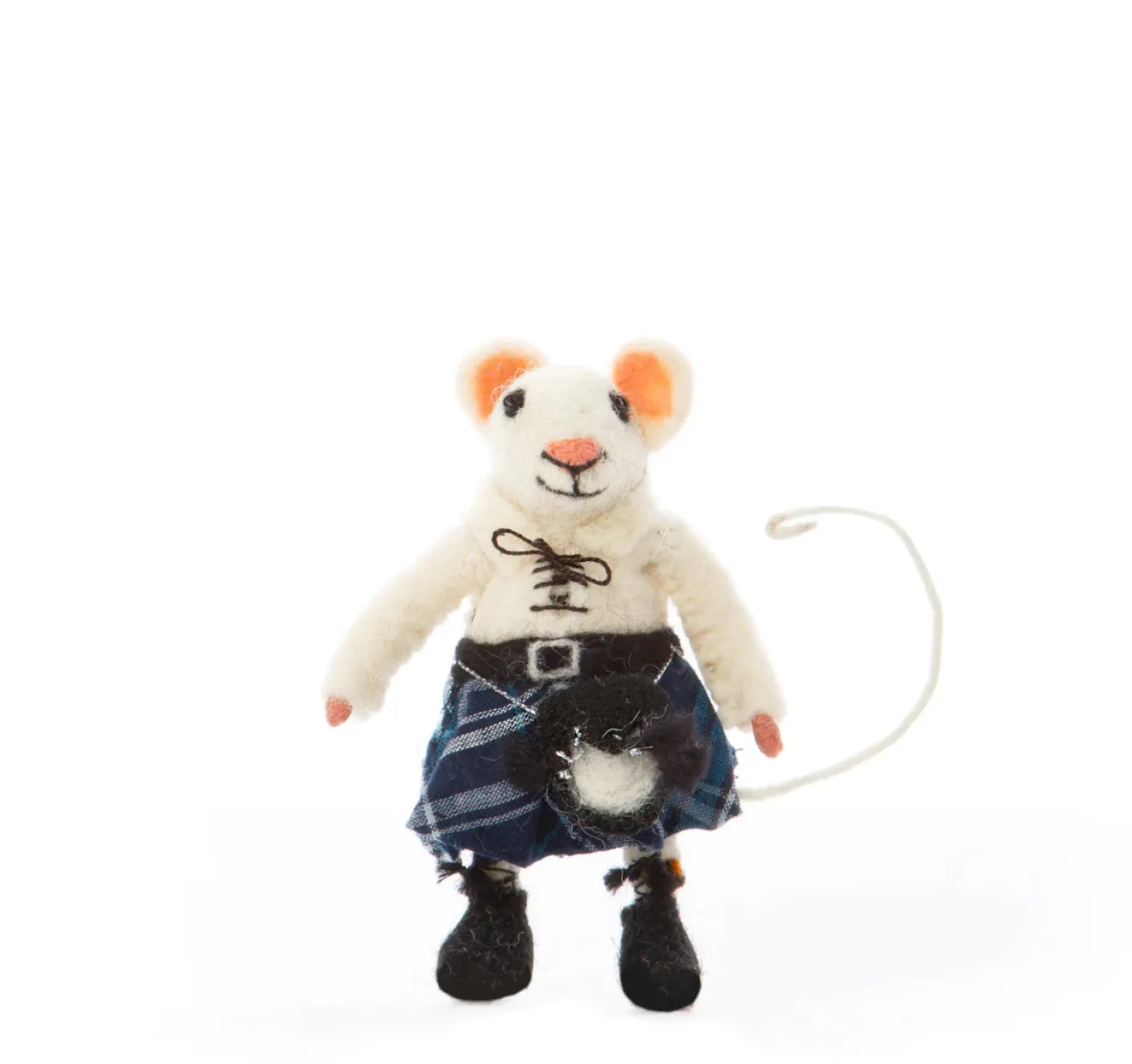 Scottish Felt Mouse in Blue Kilt