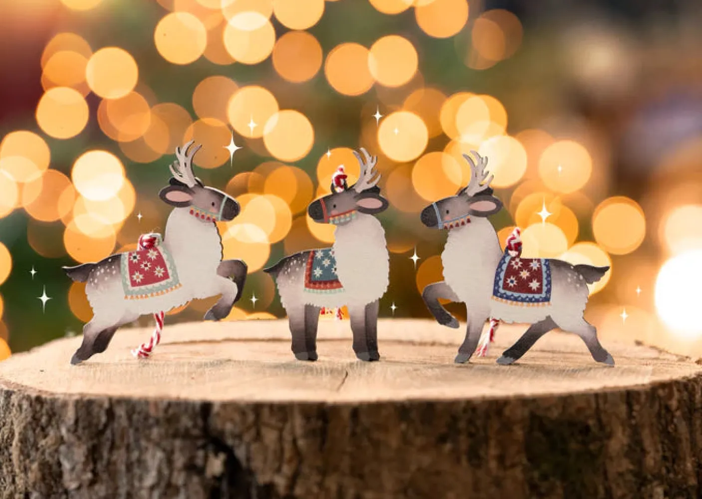 Wooden Reindeer Christmas Decorations