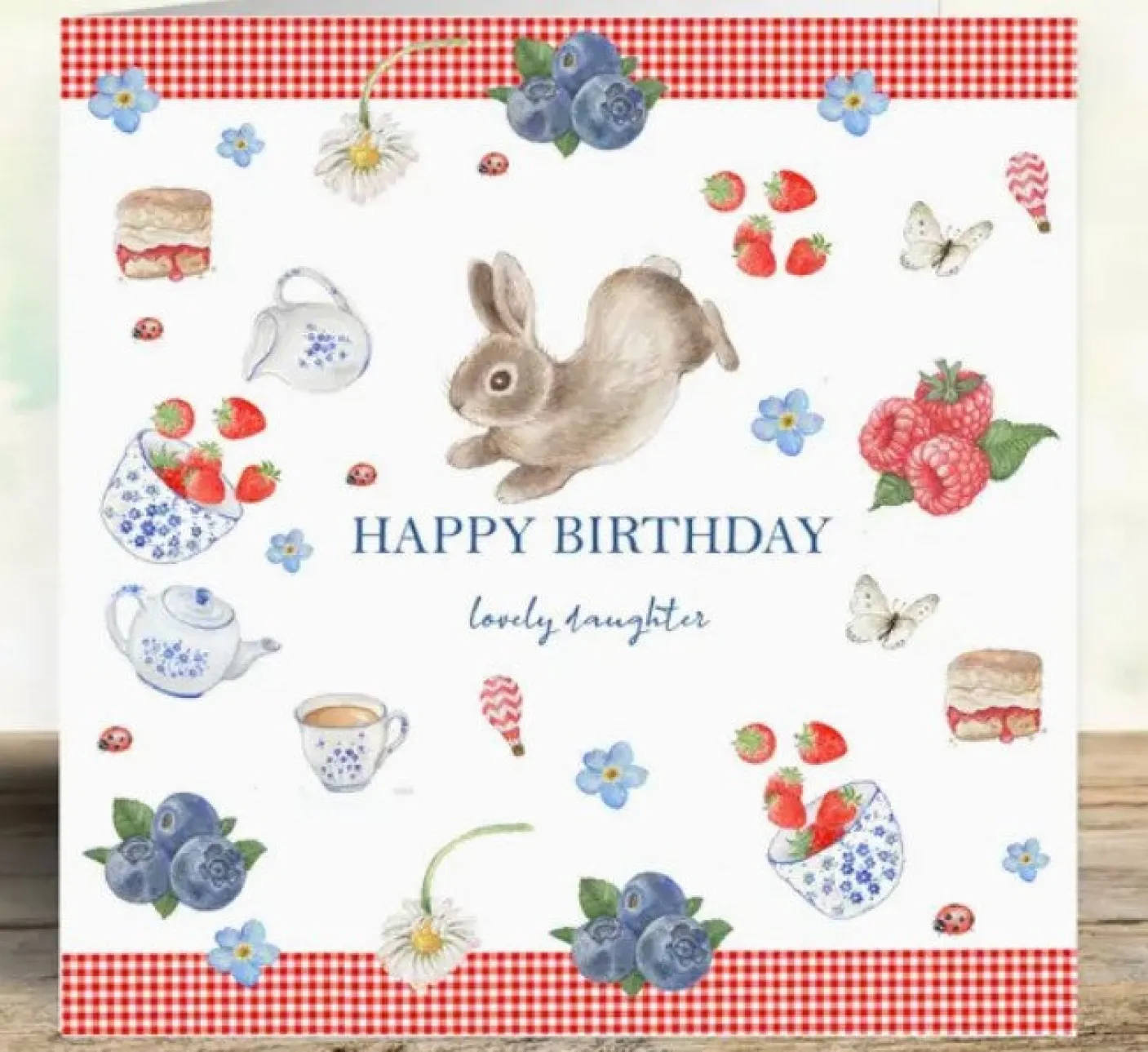 'Lovely Daughter' Gingham Picnic Birthday Card