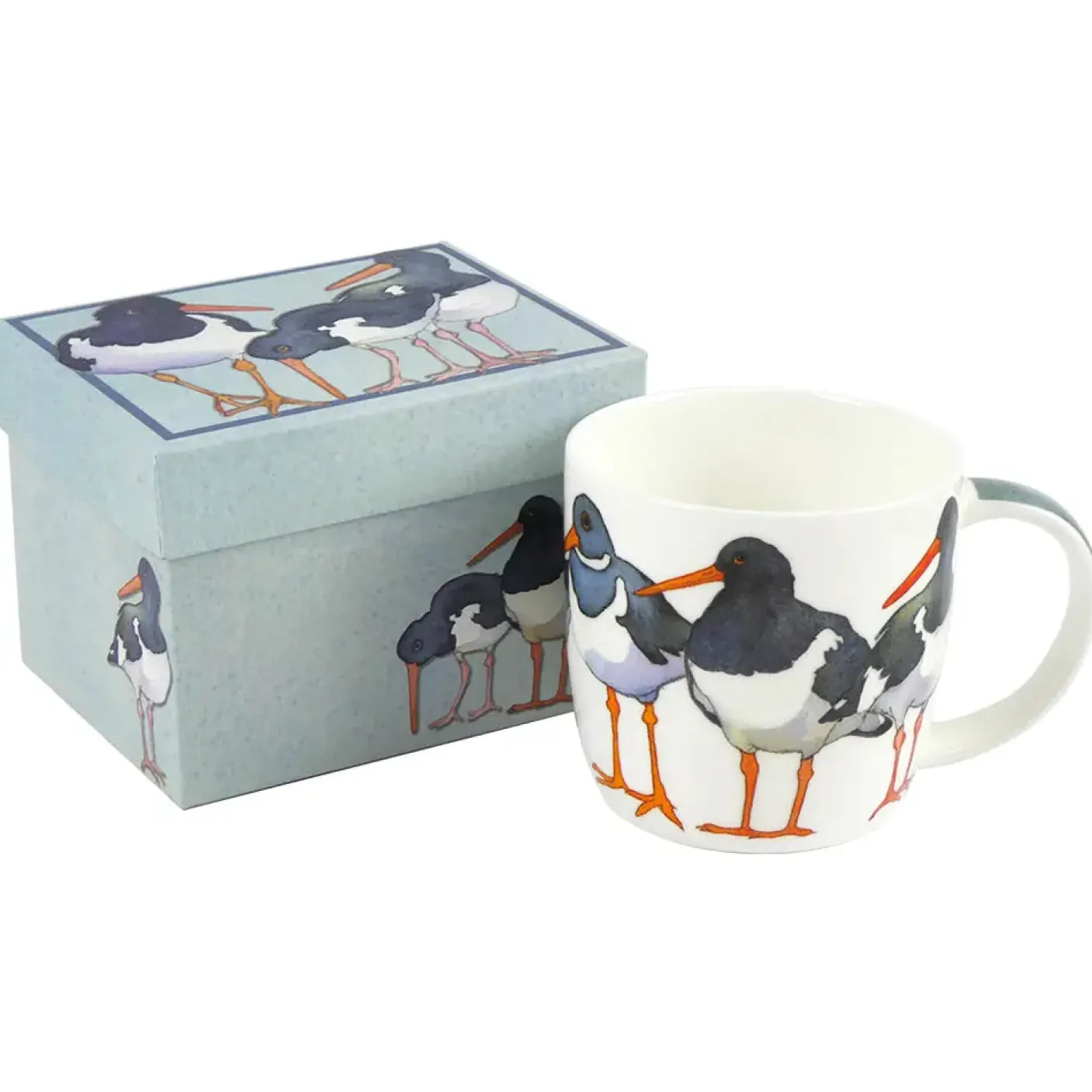 Oystercatchers (White Background) Bone China Mug (Boxed)