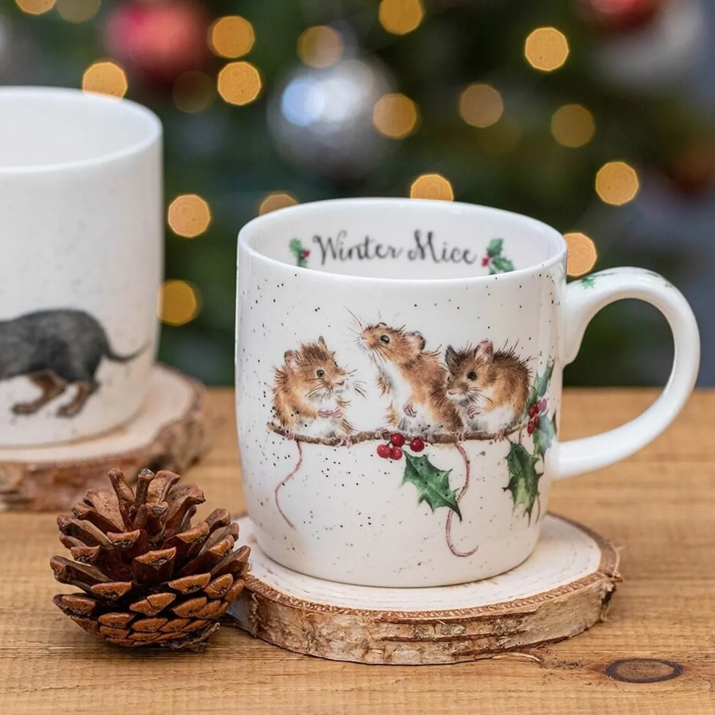 'Winter Mice' Small Bone China Mug (11oz)