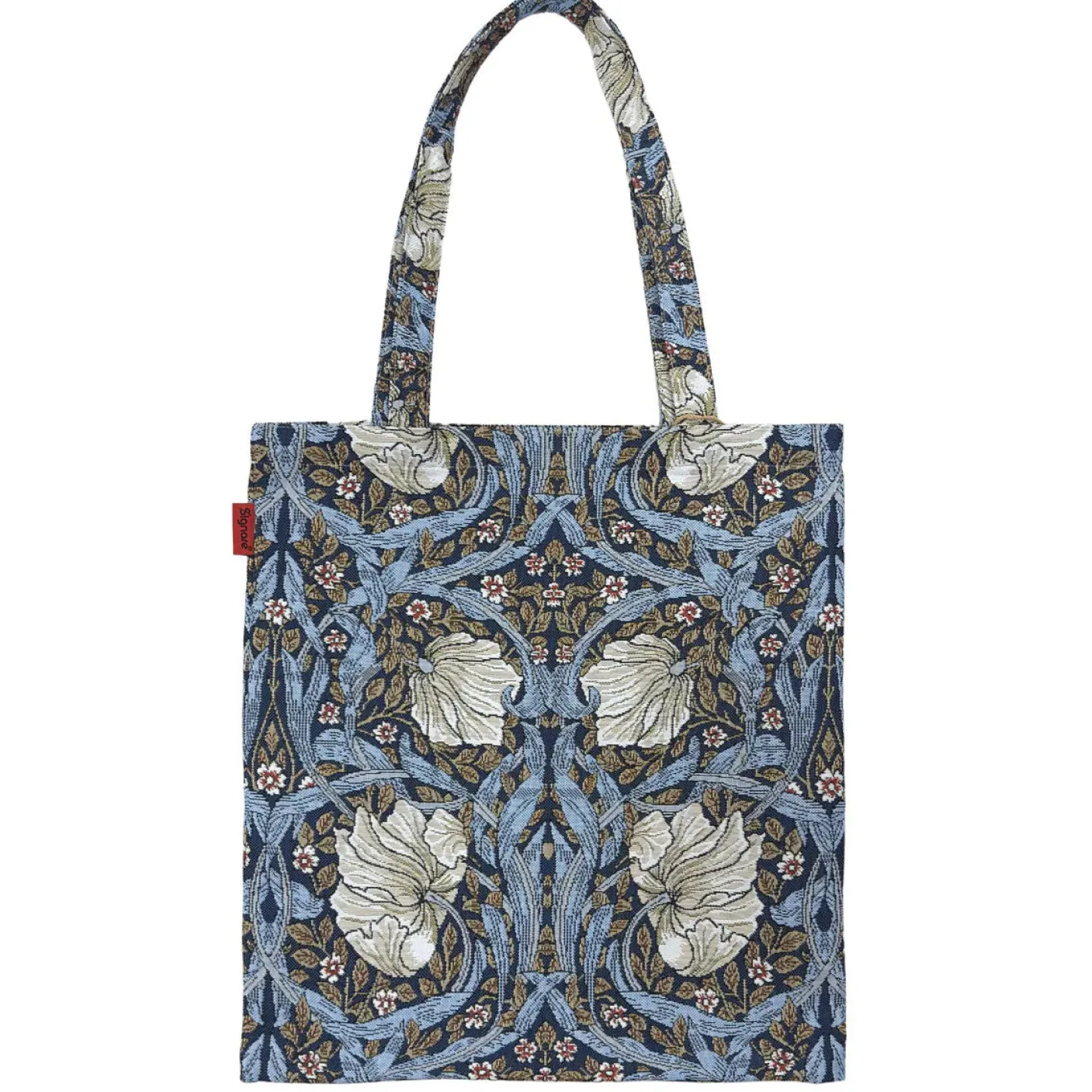 William Morris Pimpernel and Thyme Blue Flat Tote Bag
