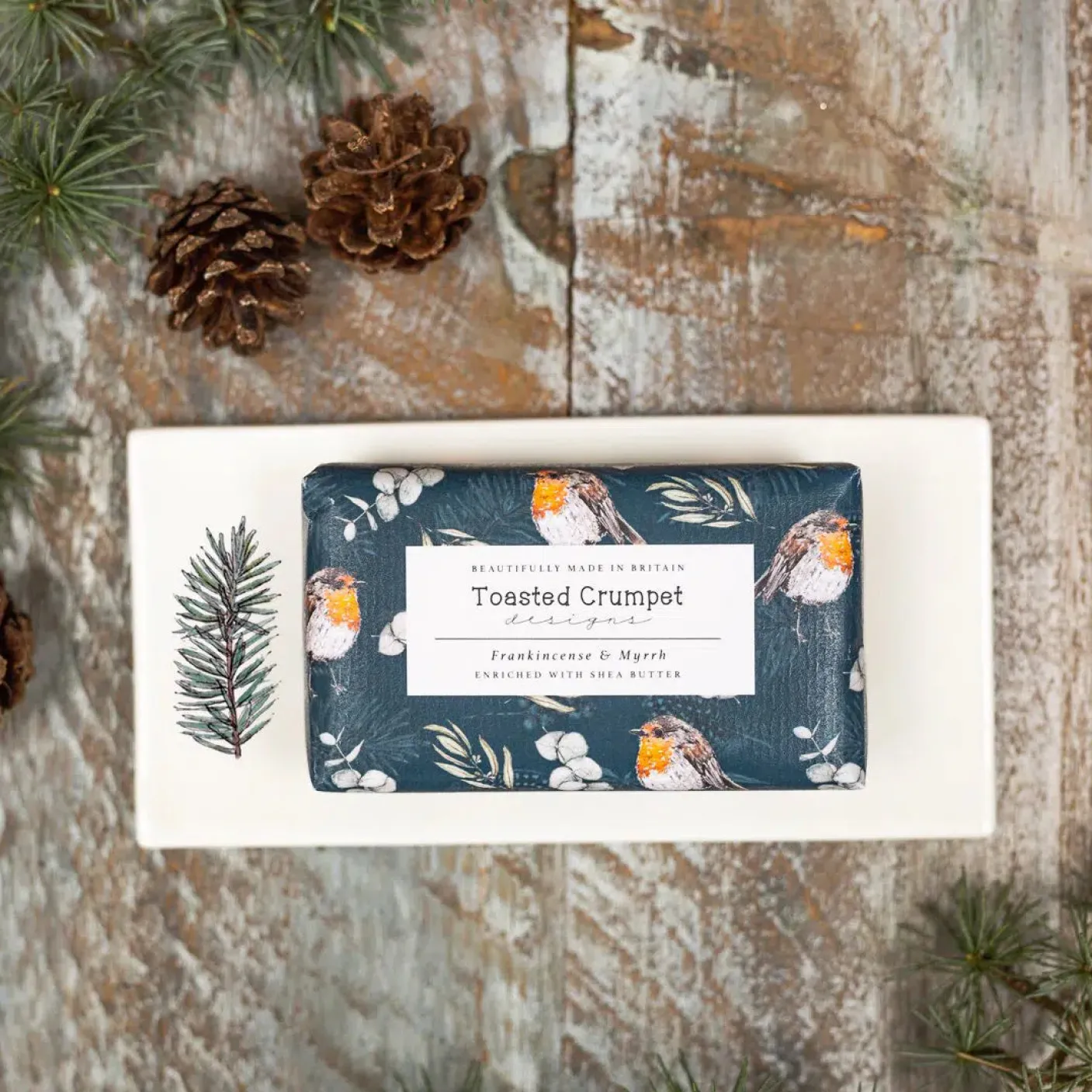 Winter Spruce Bone China Rectangular Soap Dish