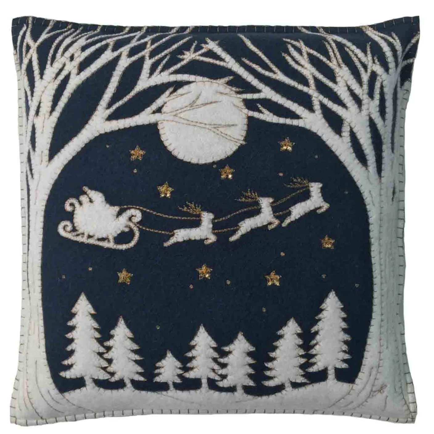 Christmas Eve Pillow - Navy