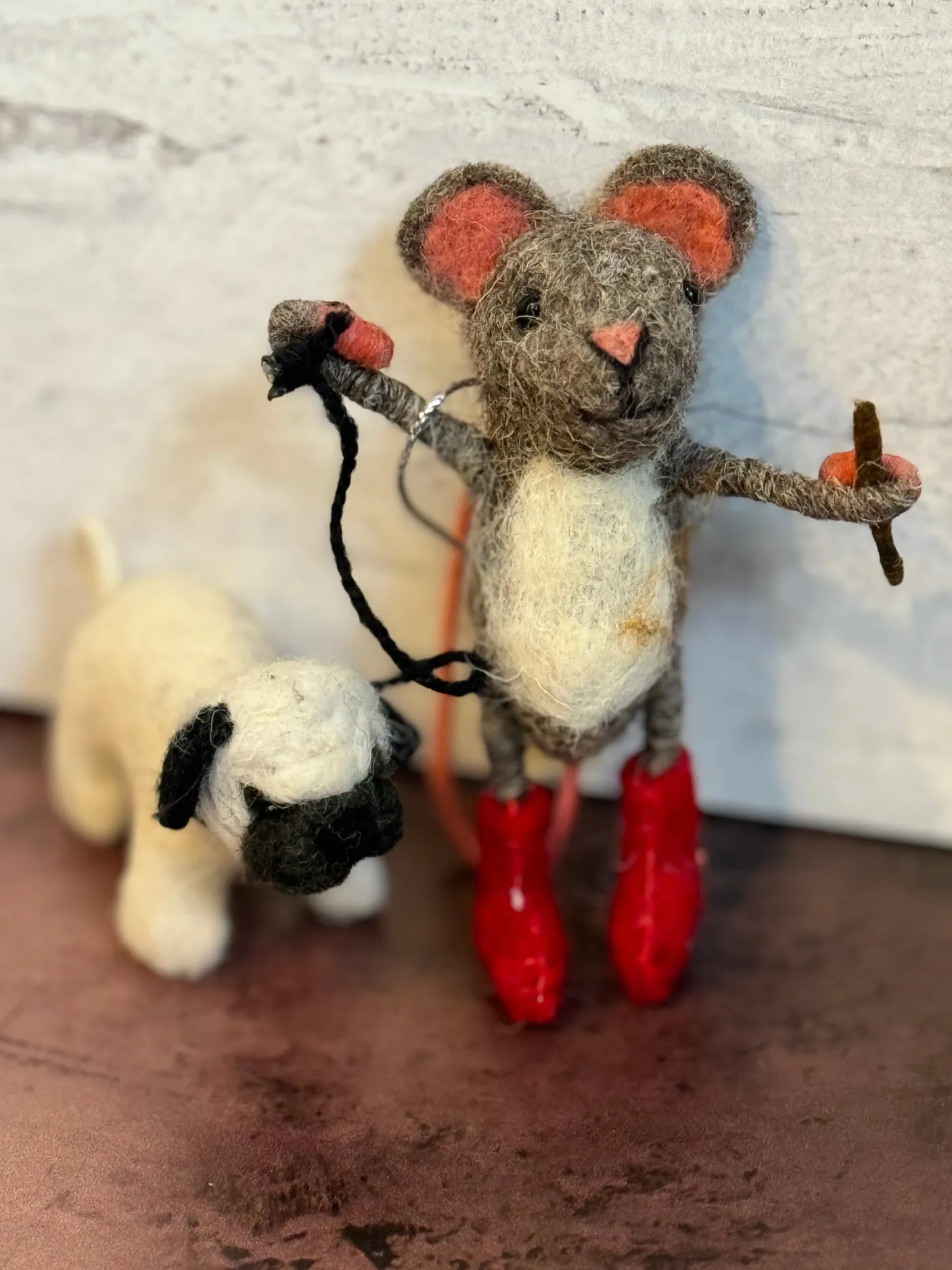 Dog Walker Felt Mouse with Pug