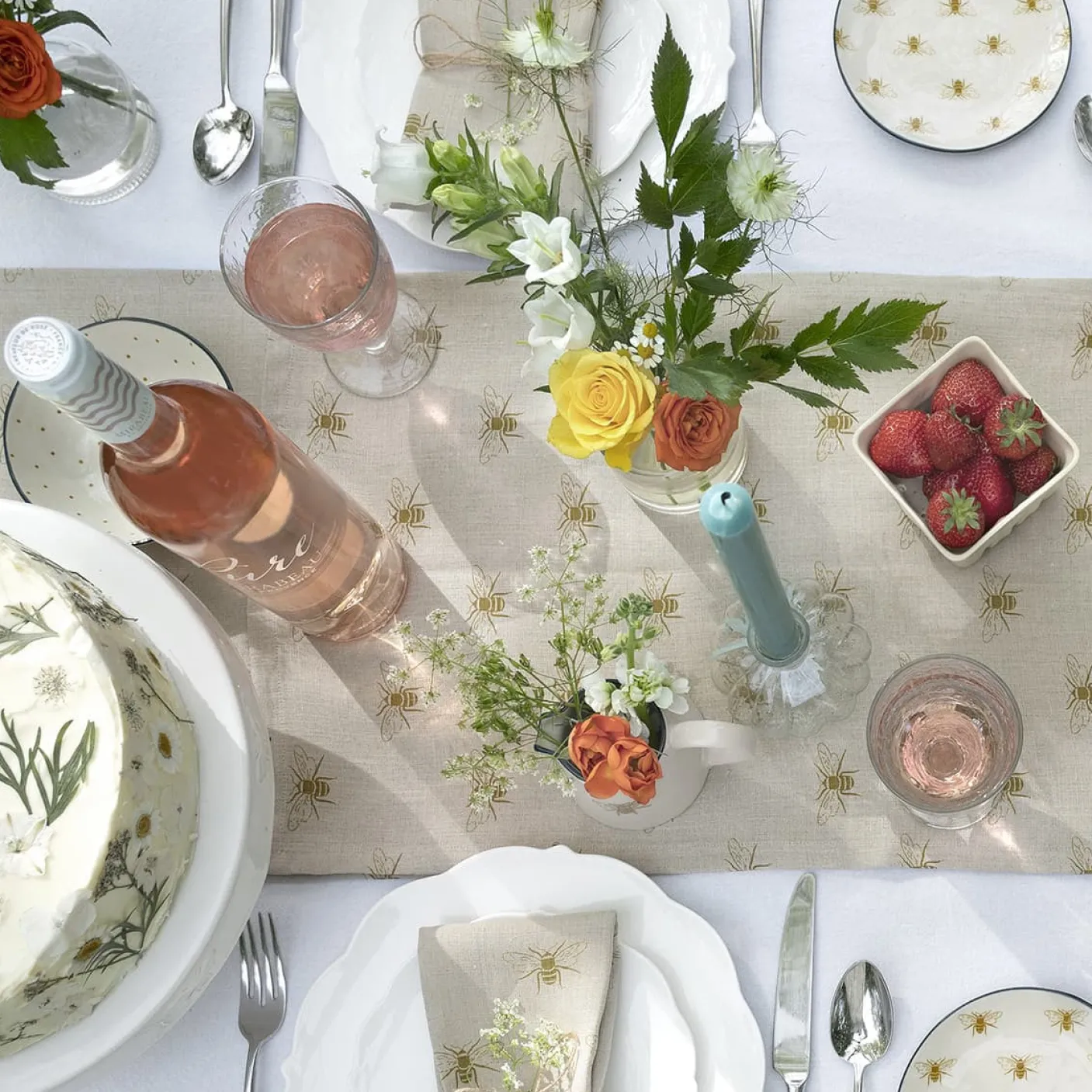 Bees Linen Table Runner