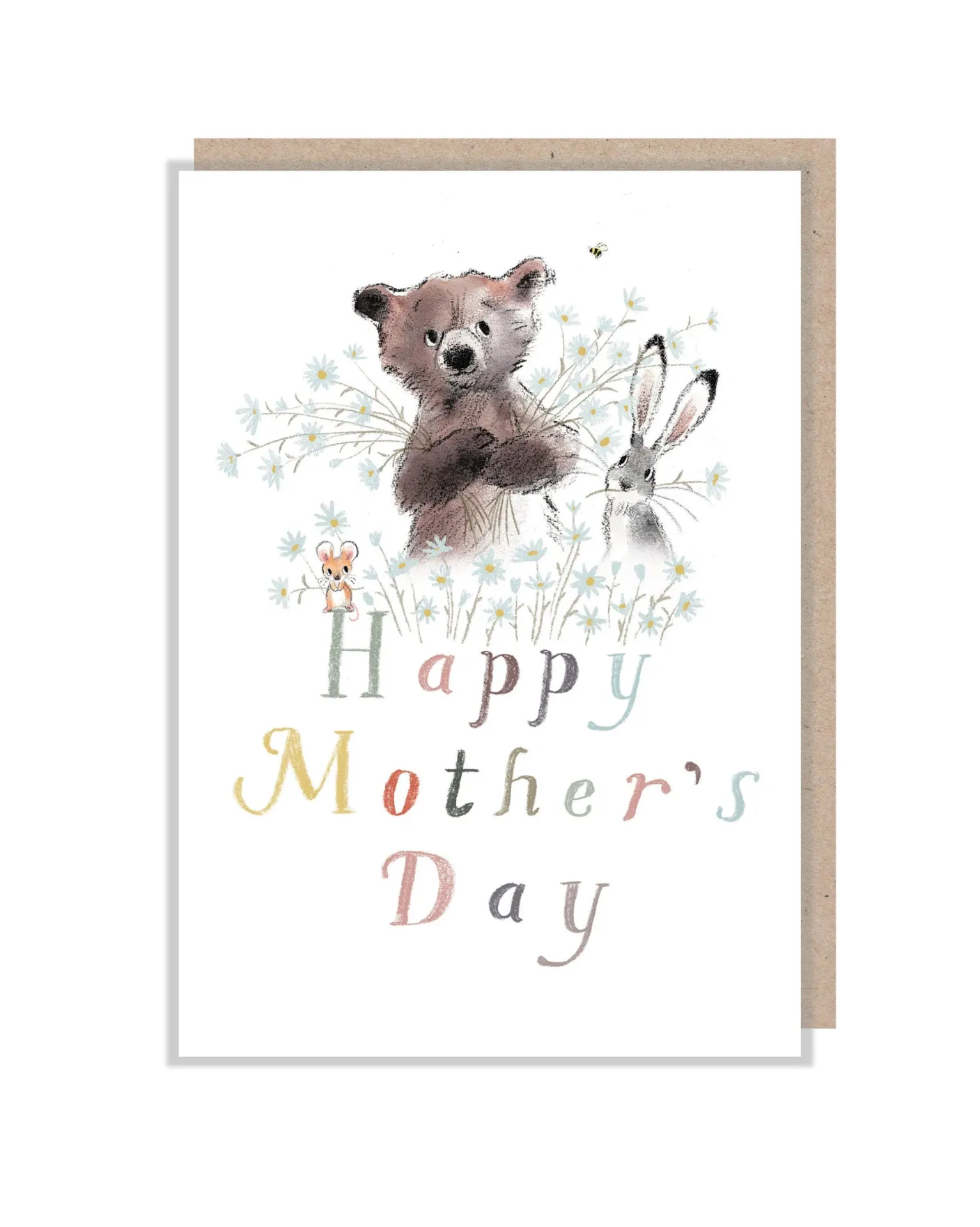 Bear, Hare and Mouse with Daisies Mother's Day Greetings Card