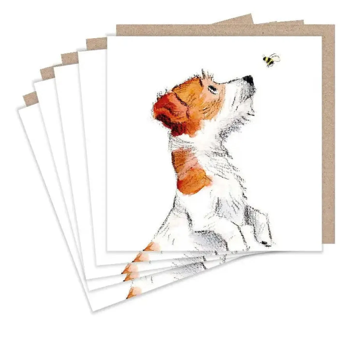 Jack Russell and Bee Set of 5  Notecards