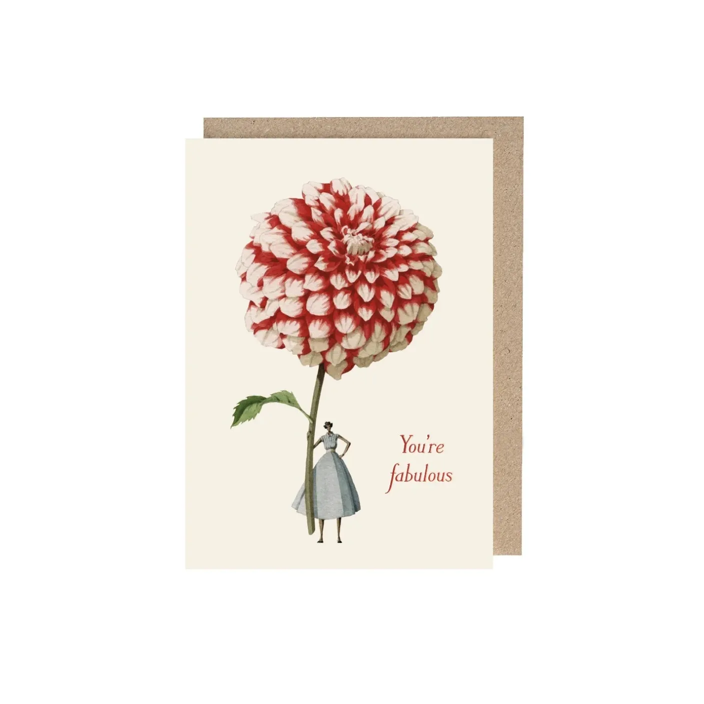 Red & White Dahlia You're Fabulous Greetings Card