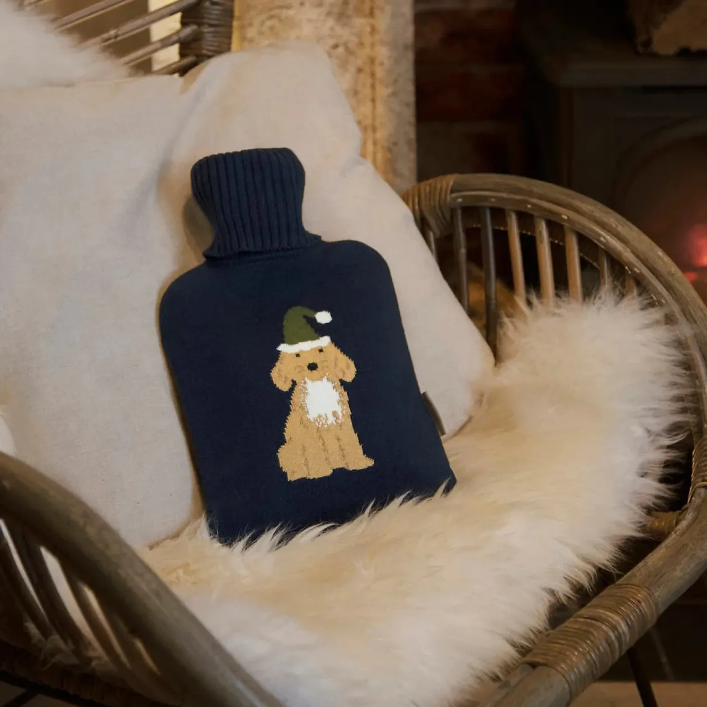 Christmas Dogs Knitted Statement Hot Water Bottle