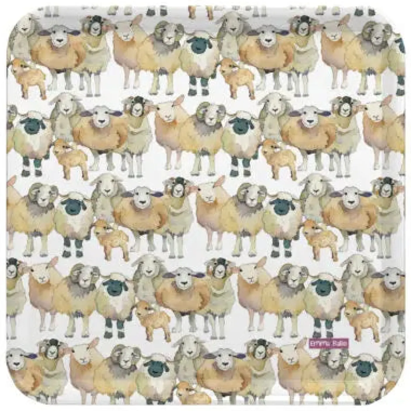 Sheep Repeating Melamine Square Tray