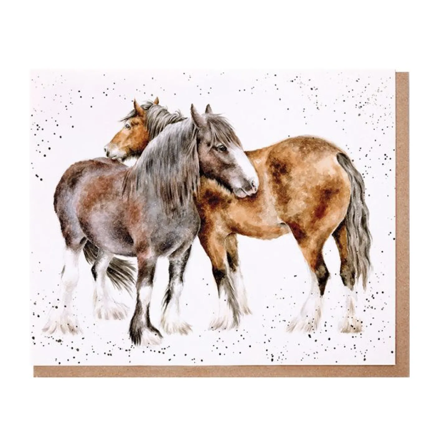 'Side by Side' Horses Greetings Card