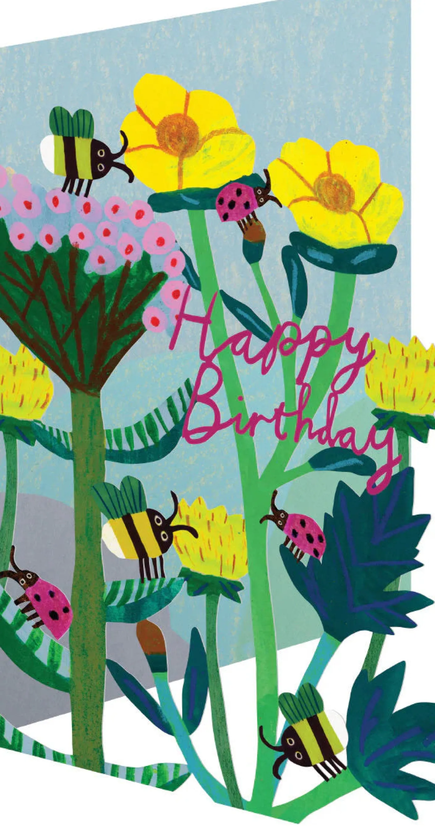 Bees & Ladybirds, Birthday Laser Greeting Card