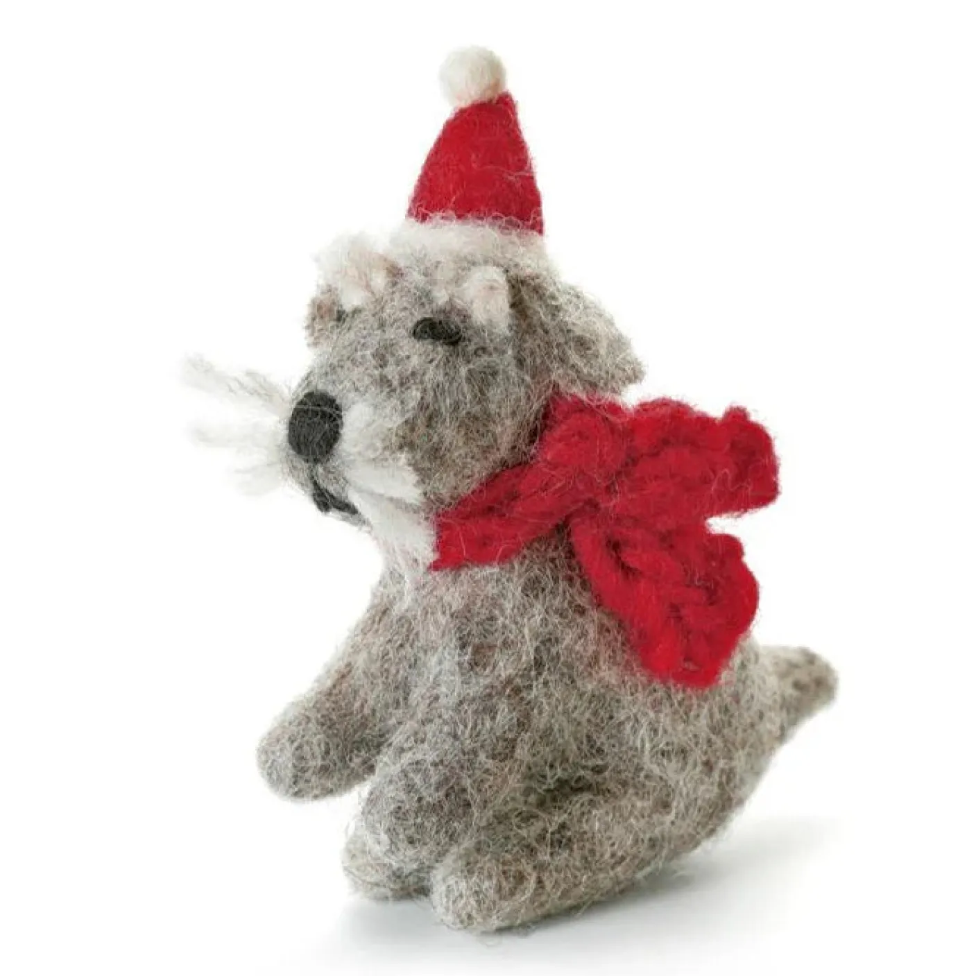 Mini Sitting Schnauzer with Hat and Scarf Felt Decoration