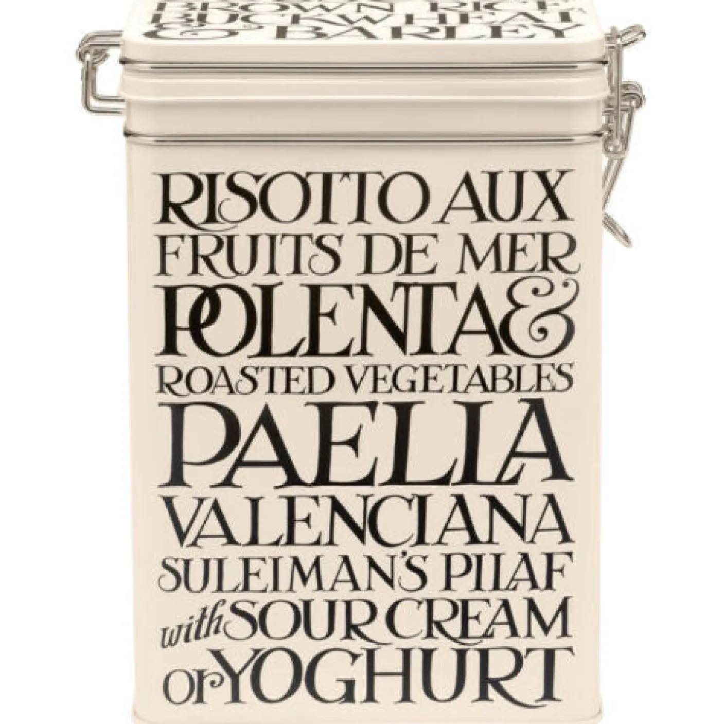 Black Toast Large Cream Rectangular Clip Lid Caddy