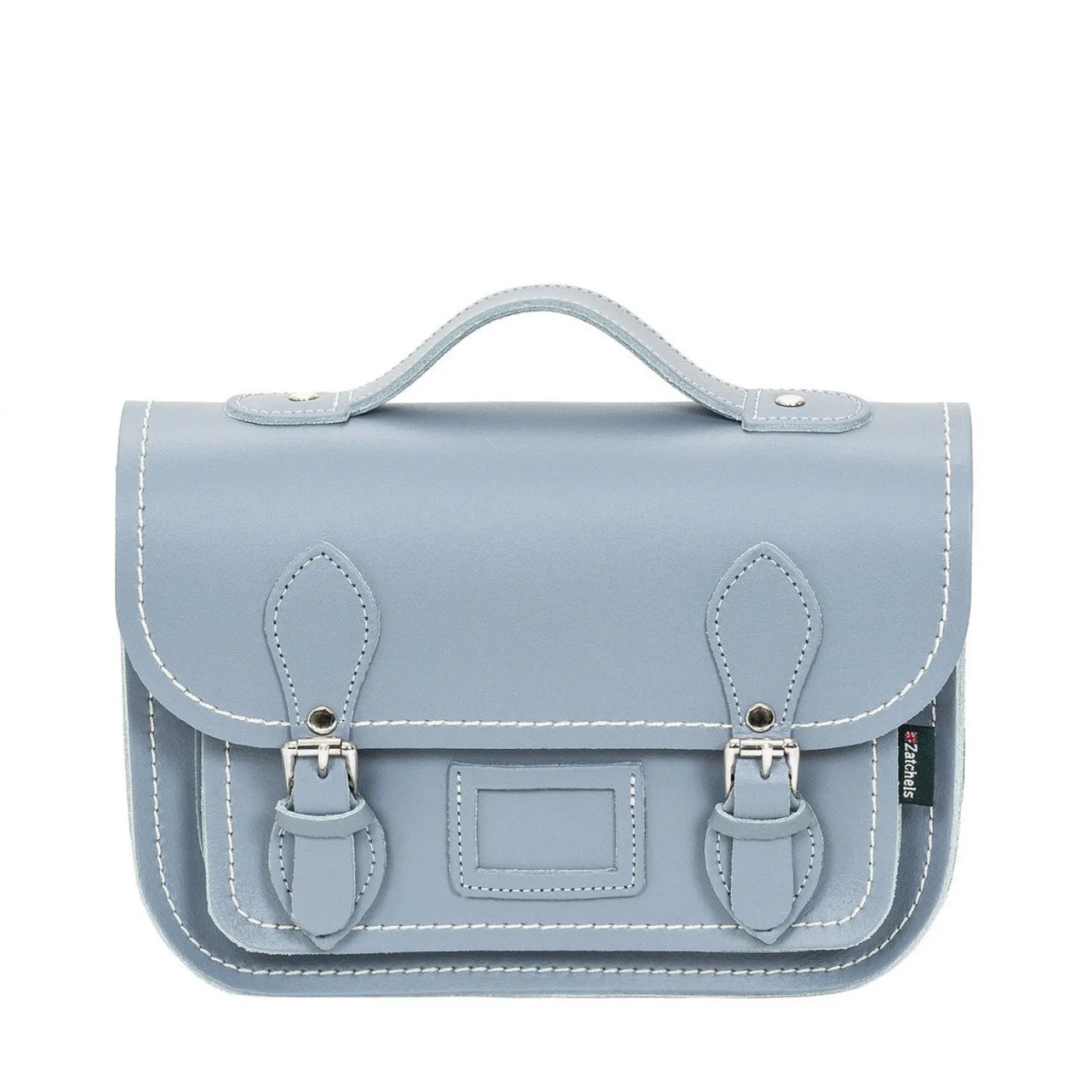 Zatchels Handmade Leather Midi Satchel - Lilac Grey