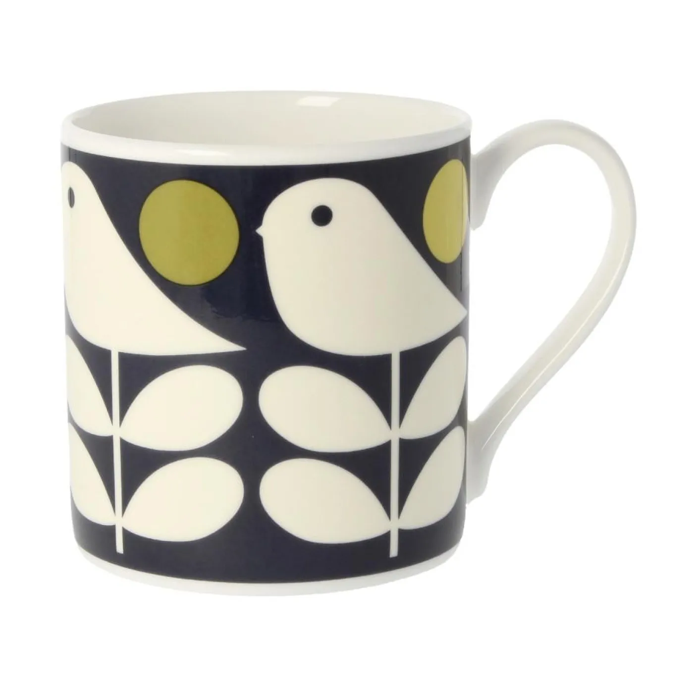 Orla Kiely Early Bird Dark Navy Bone China Mug