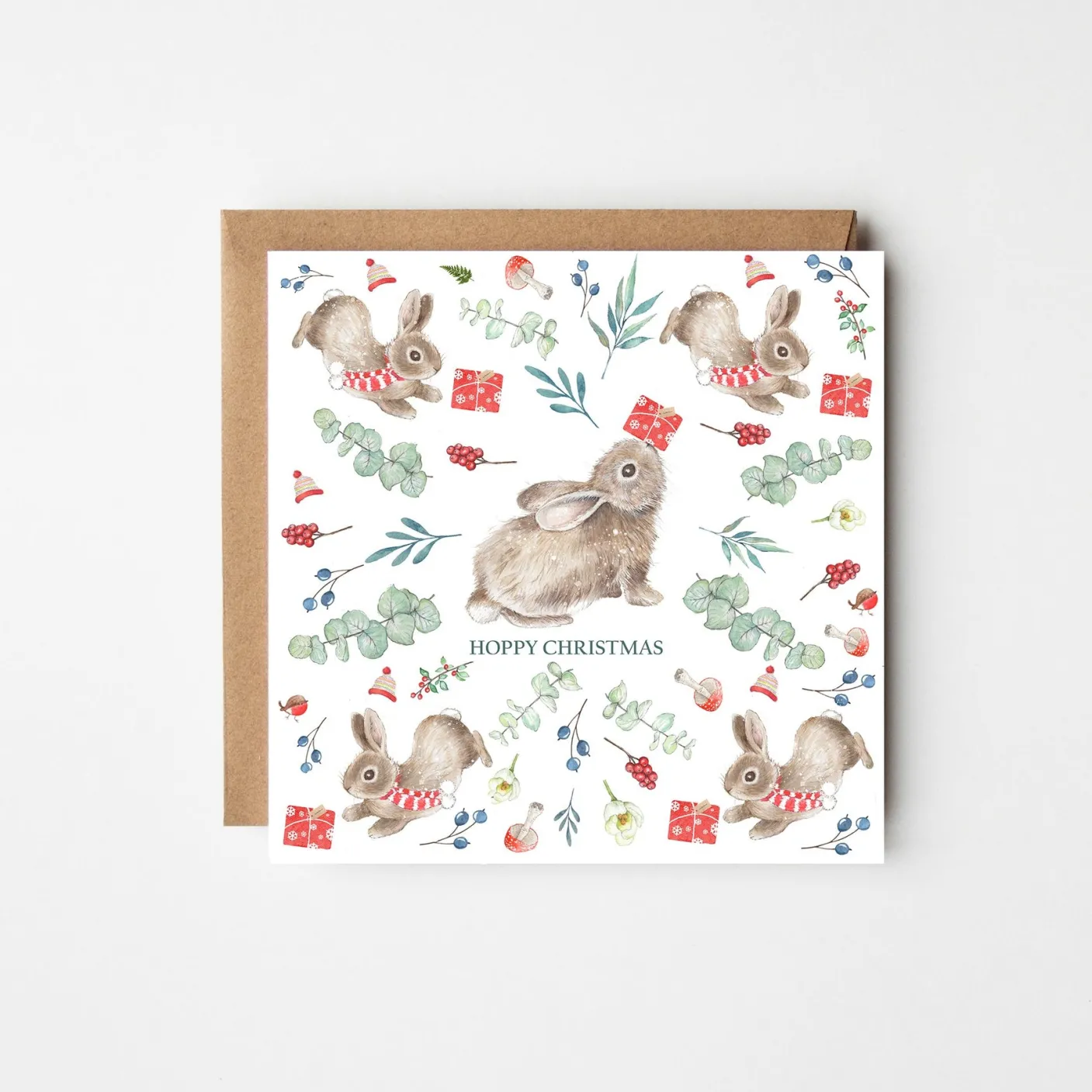 Hoppy Rabbit Christmas Card