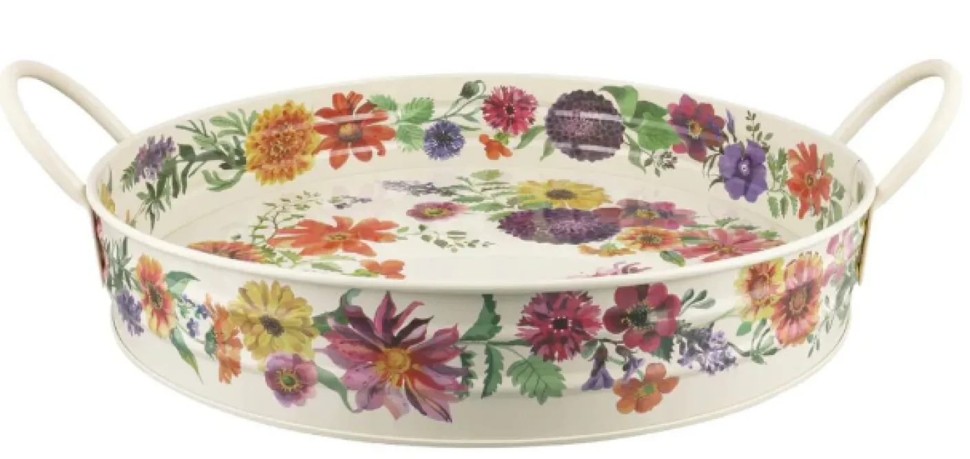 Garden Flowers Large Handled Tray