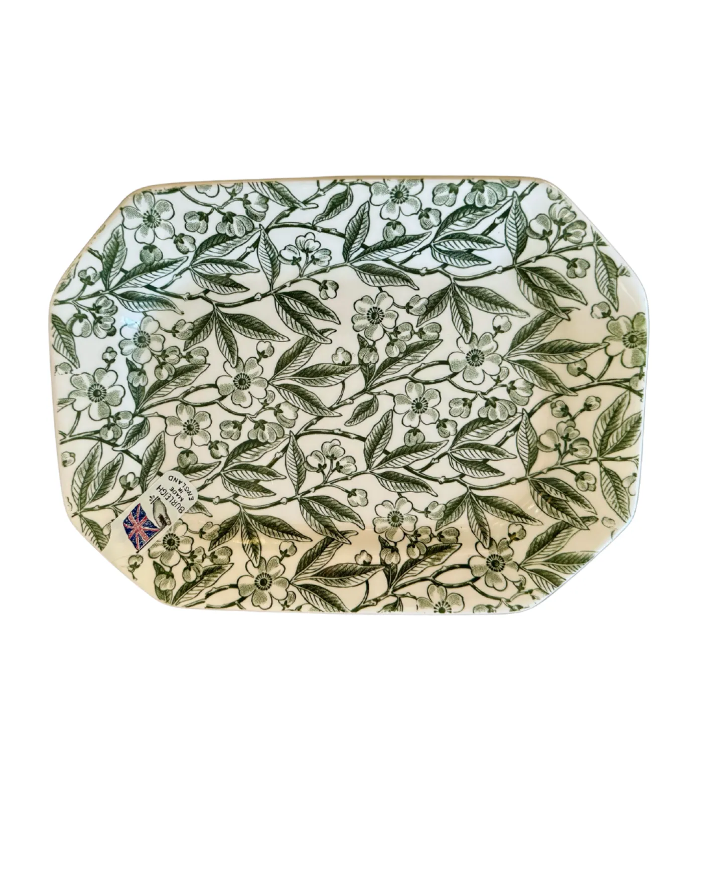 Green Prunus Small Rectangular Platter