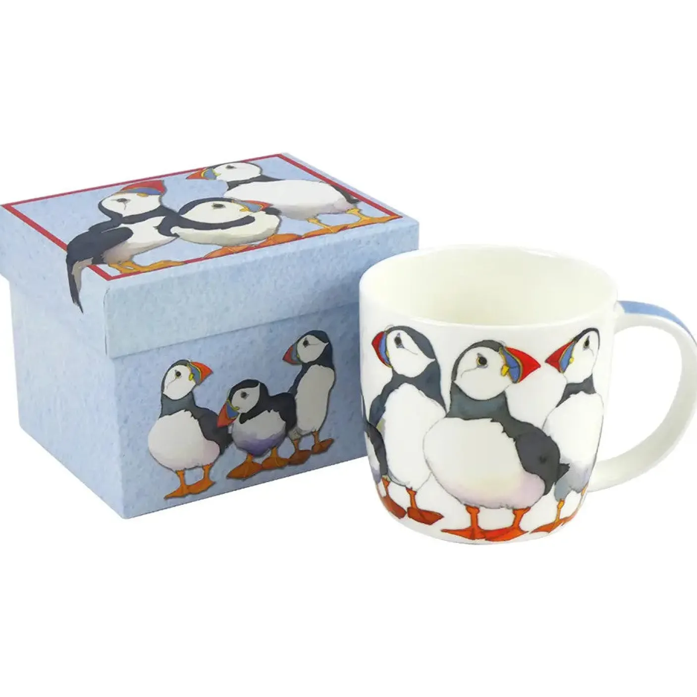 Puffins Bone China Mug- White (Boxed)