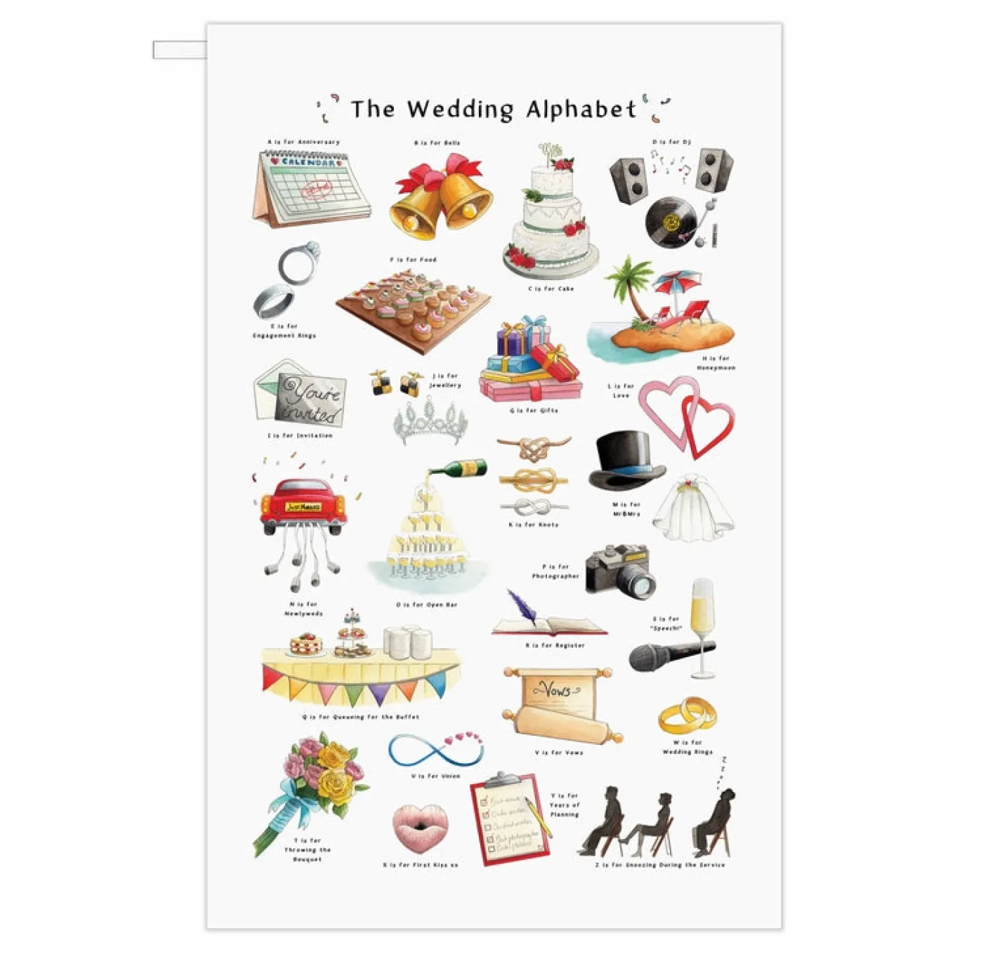 The Wedding Alphabet Tea Towel
