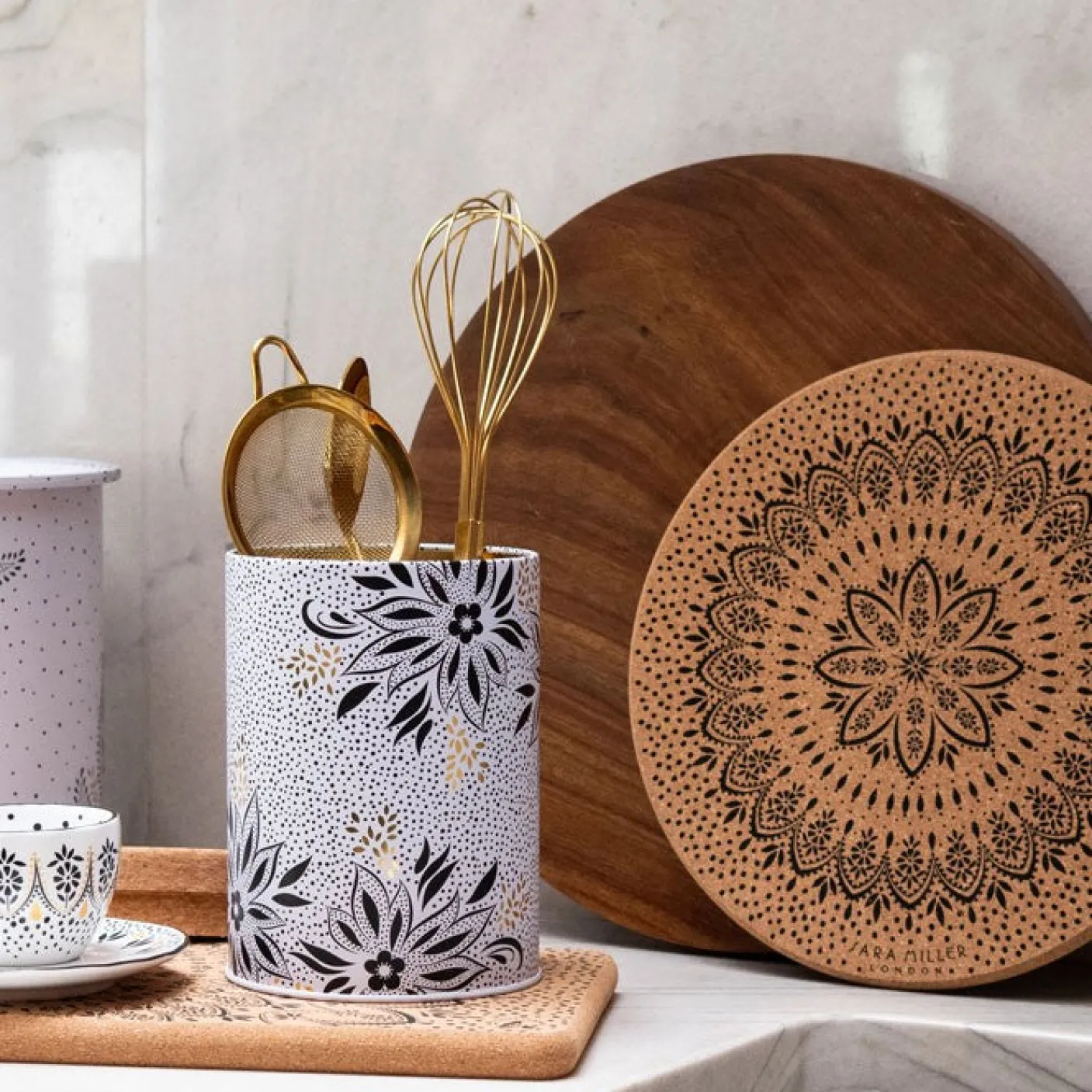 Sara Miller Artisanne Noir Set of 3 Cork Trivets