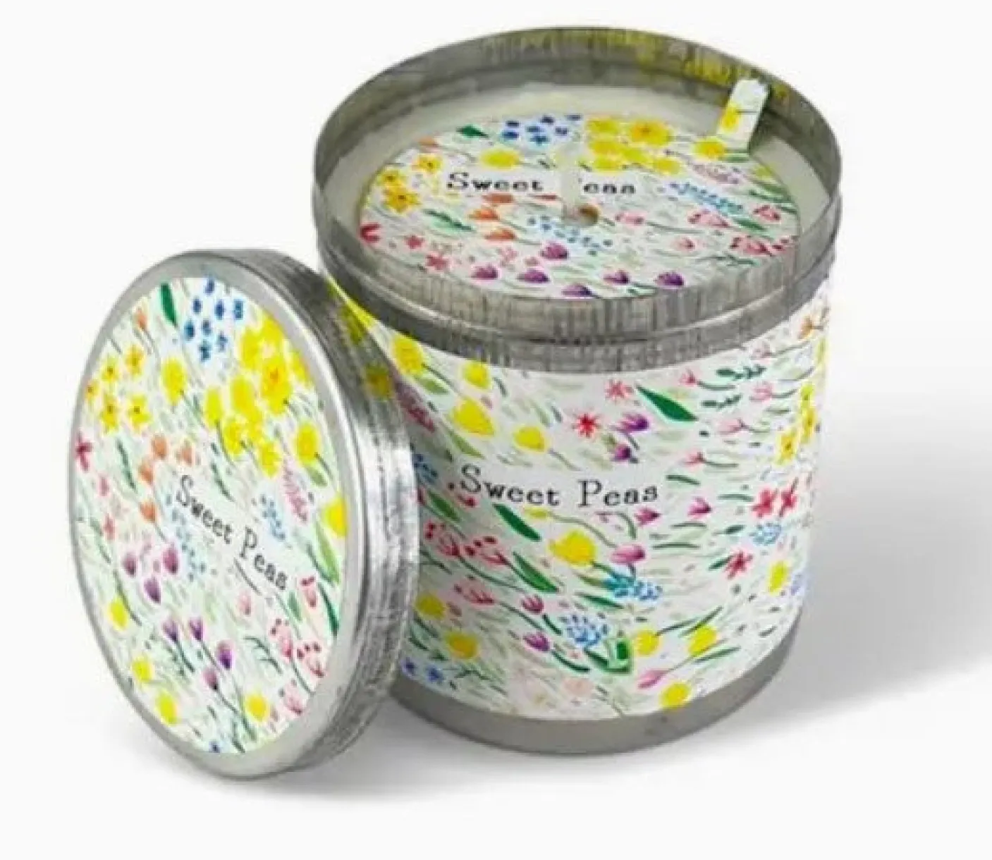 Sweet Peas Candle - Flowers Illustrated Candle Tin
