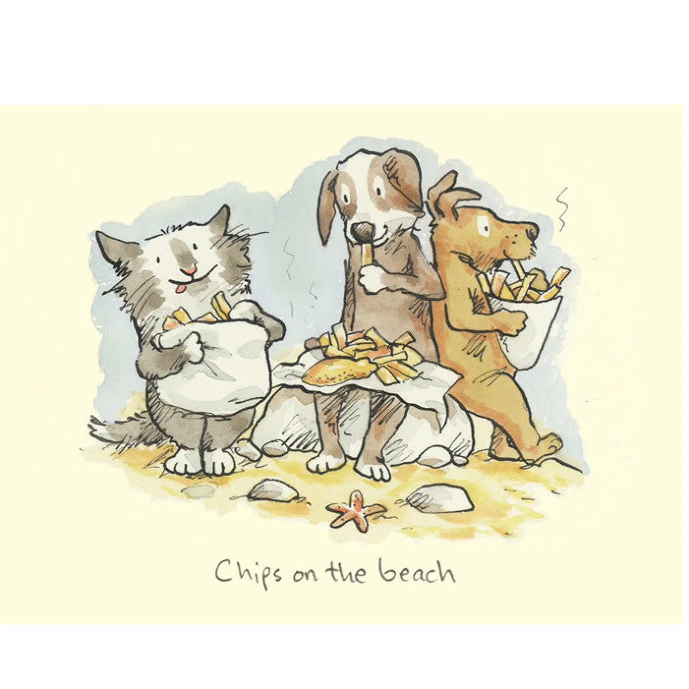 Chips on the Beach Greetings Card