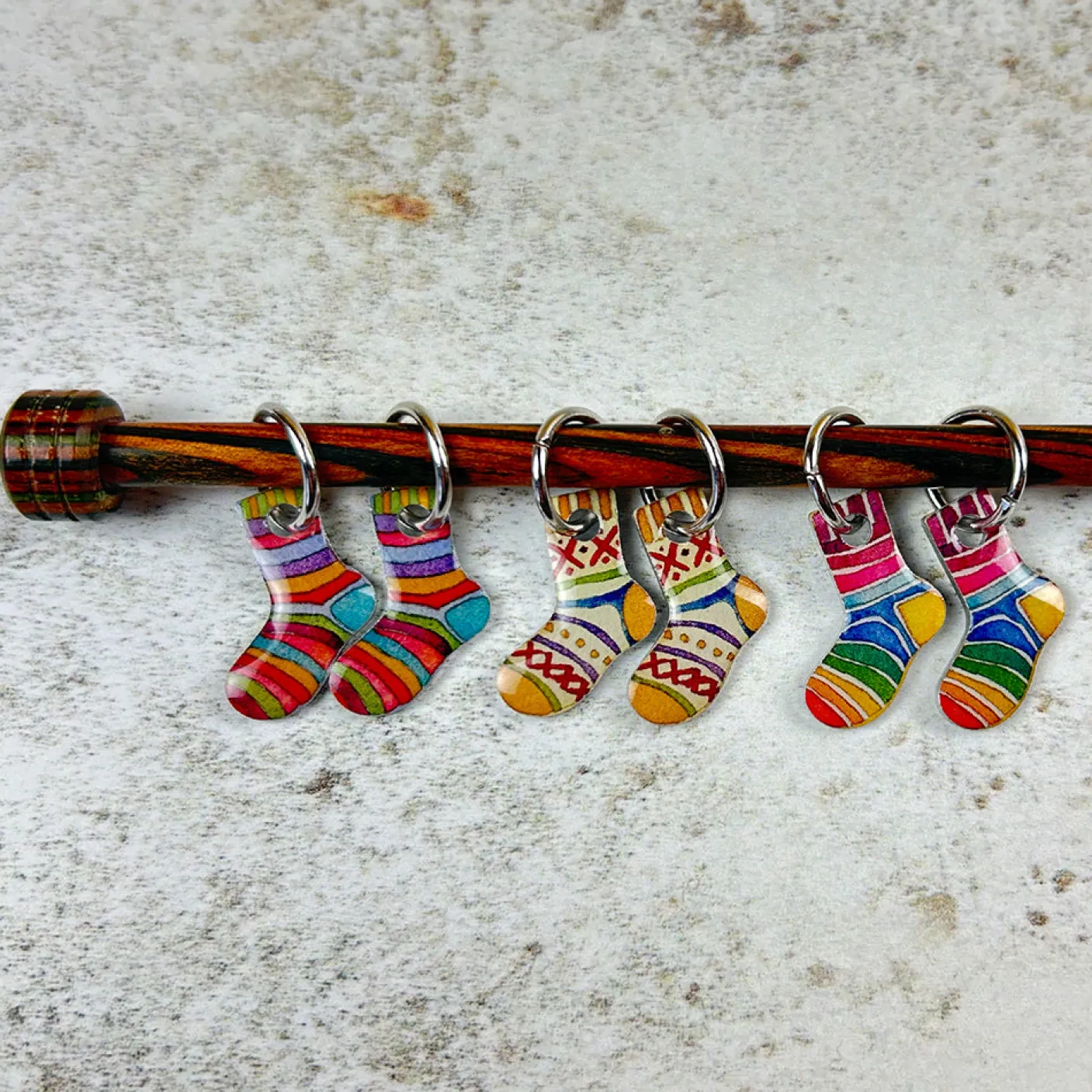 Socks Set of 6 Stitch Markers in a Pocket Tin