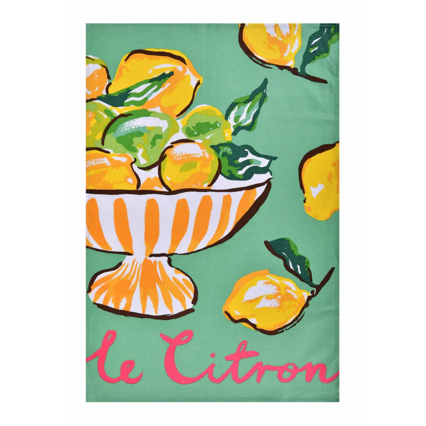 Summer Fruits- Citron Cotton Tea Towel