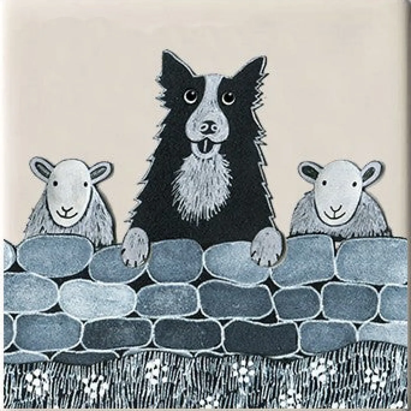 Sheep Dog Coaster by Moorland Pottery