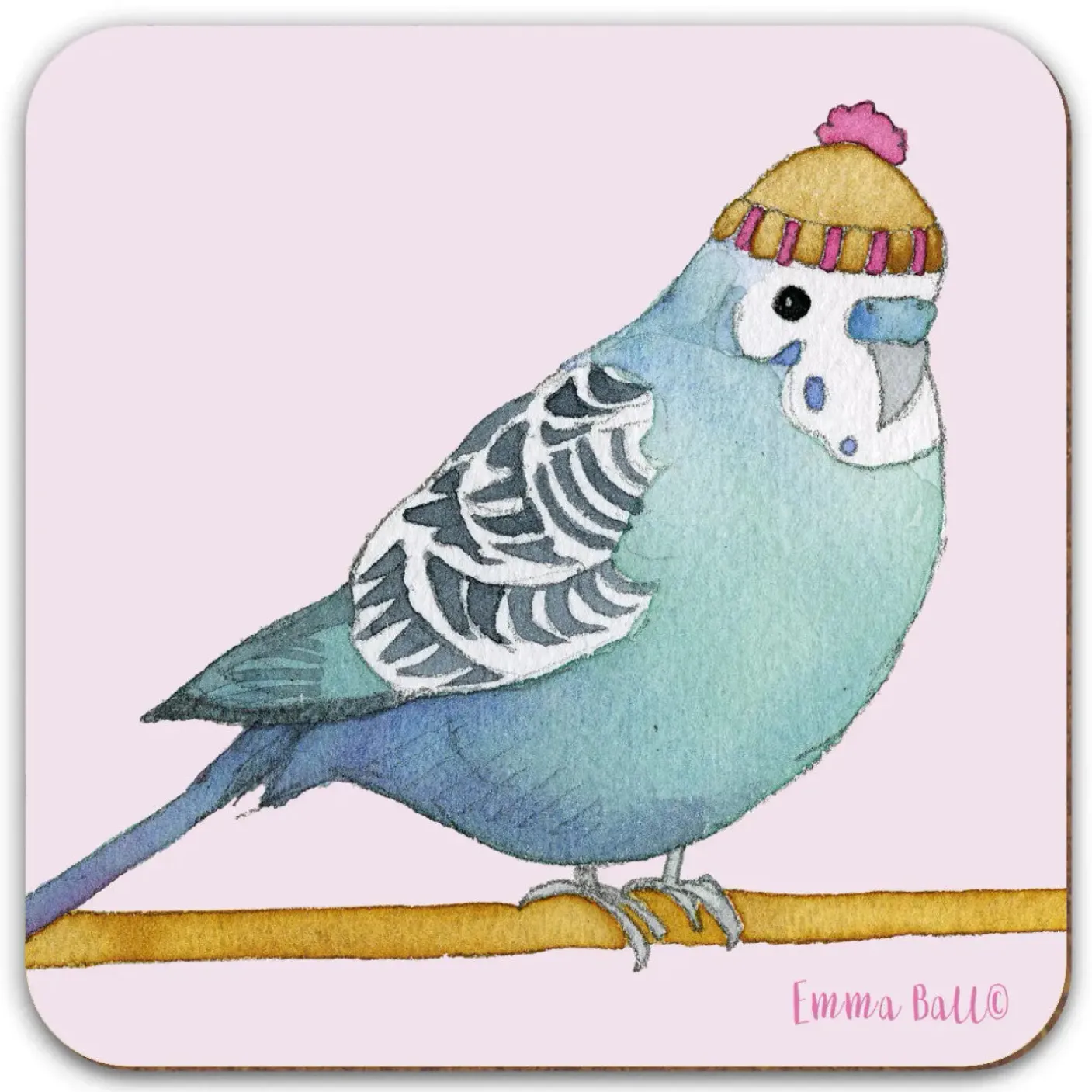 Budgie in a Beanie Coaster