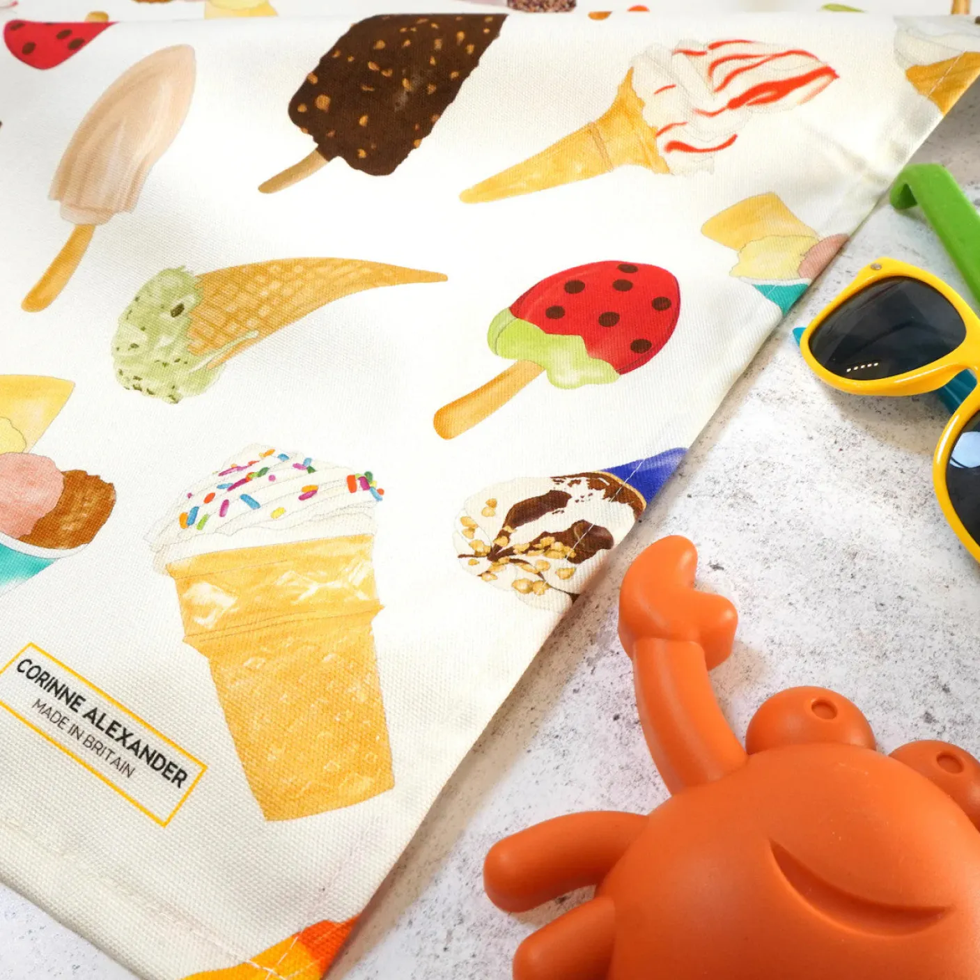 Ice Cream Tea Towel by Corinne Alexander