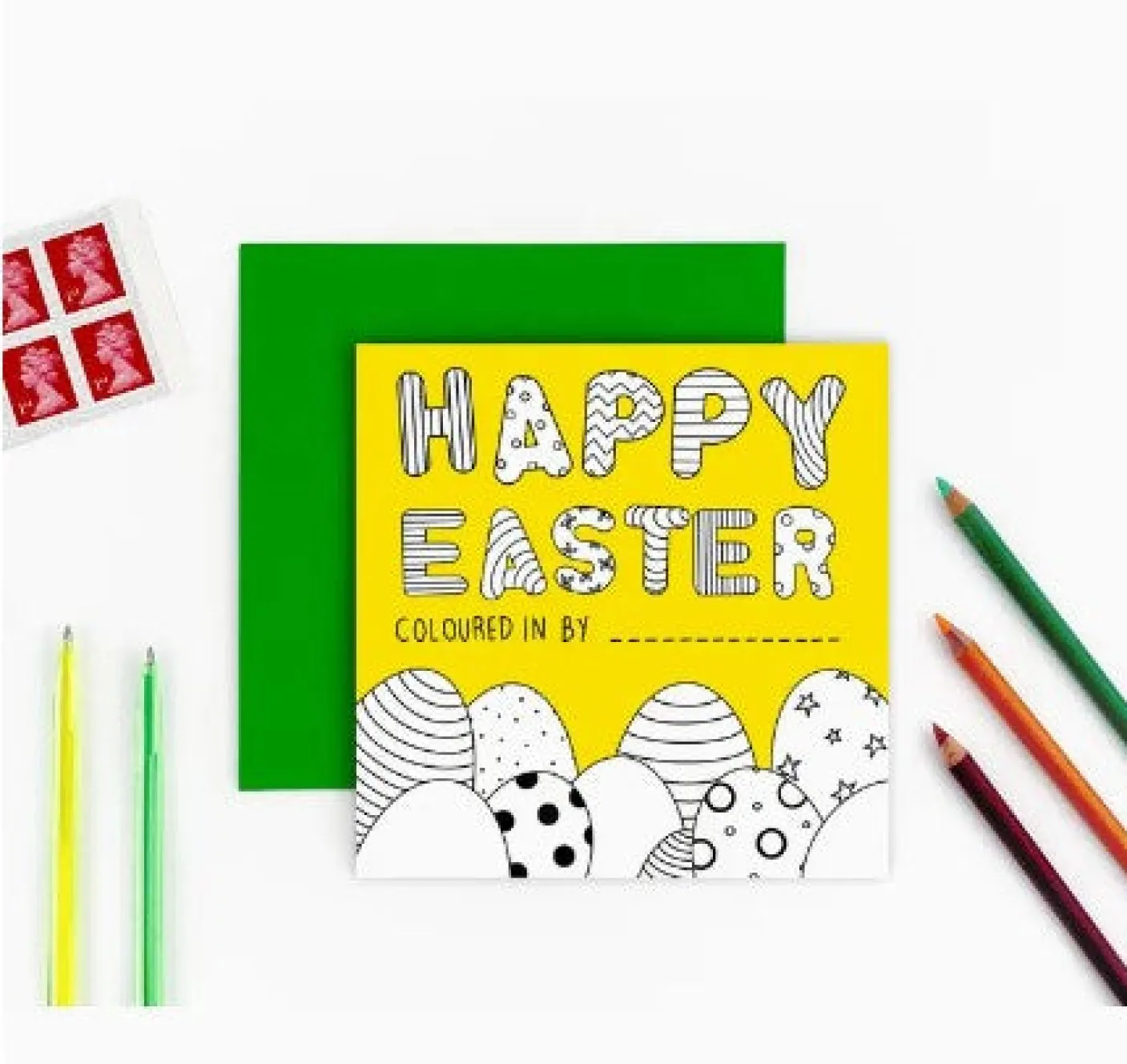 Colouring In "Happy Easter" Card