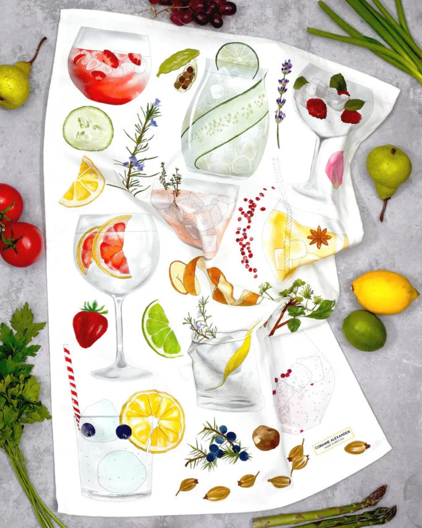 2023 G & T Tea Towel by Corinne Alexander
