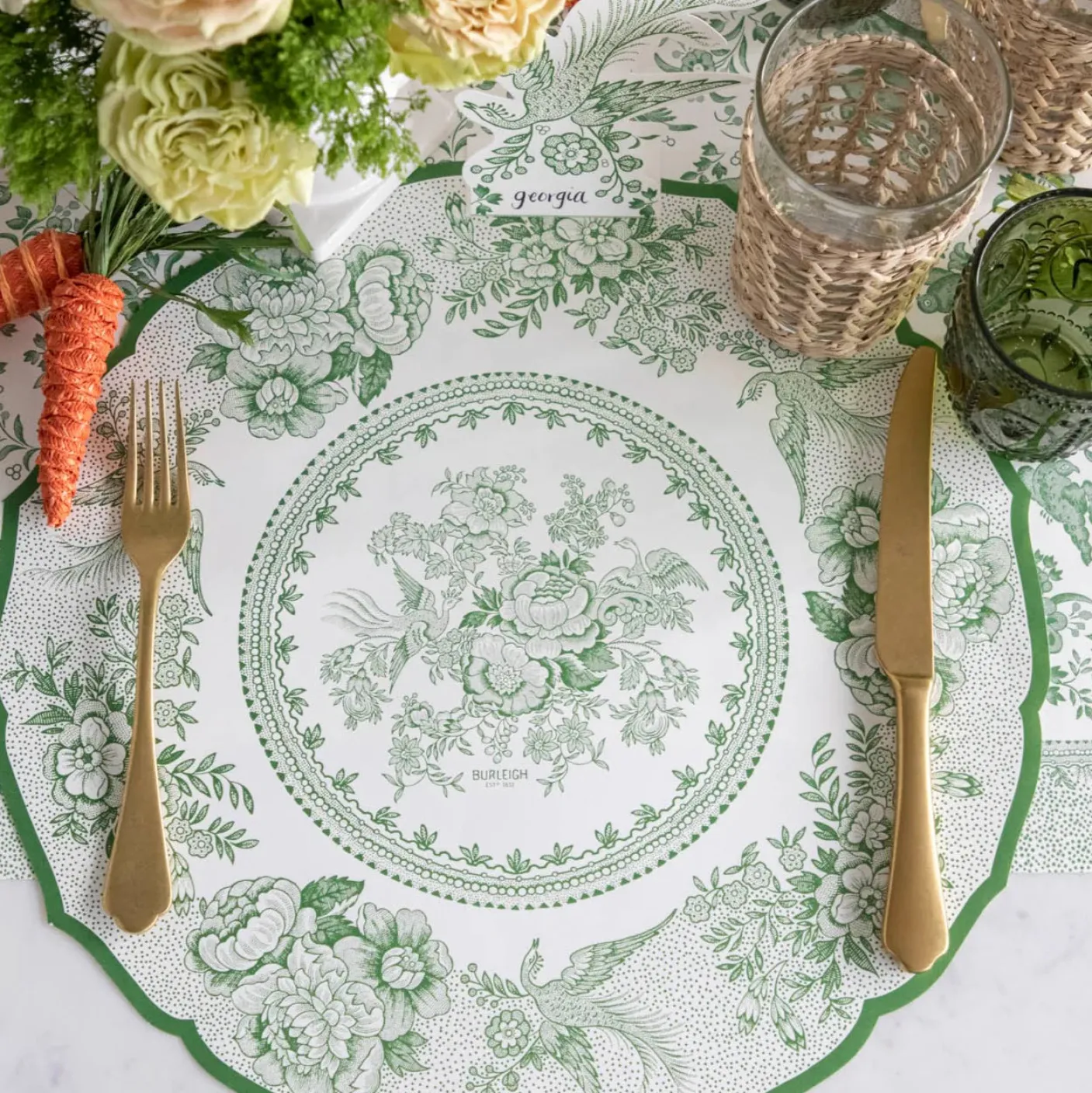 Green Asiatic Pheasants 12 Paper Placemats