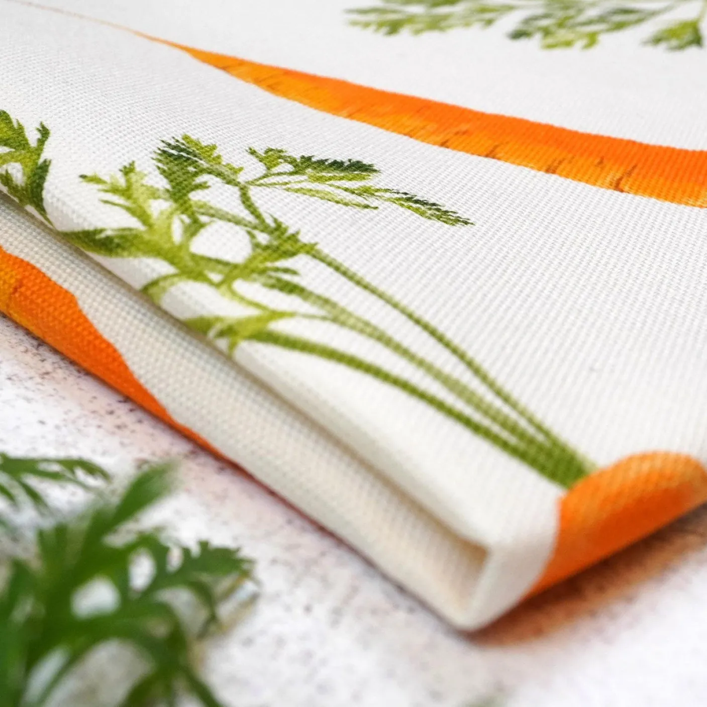 Carrot Tea Towel by Corinne Alexander