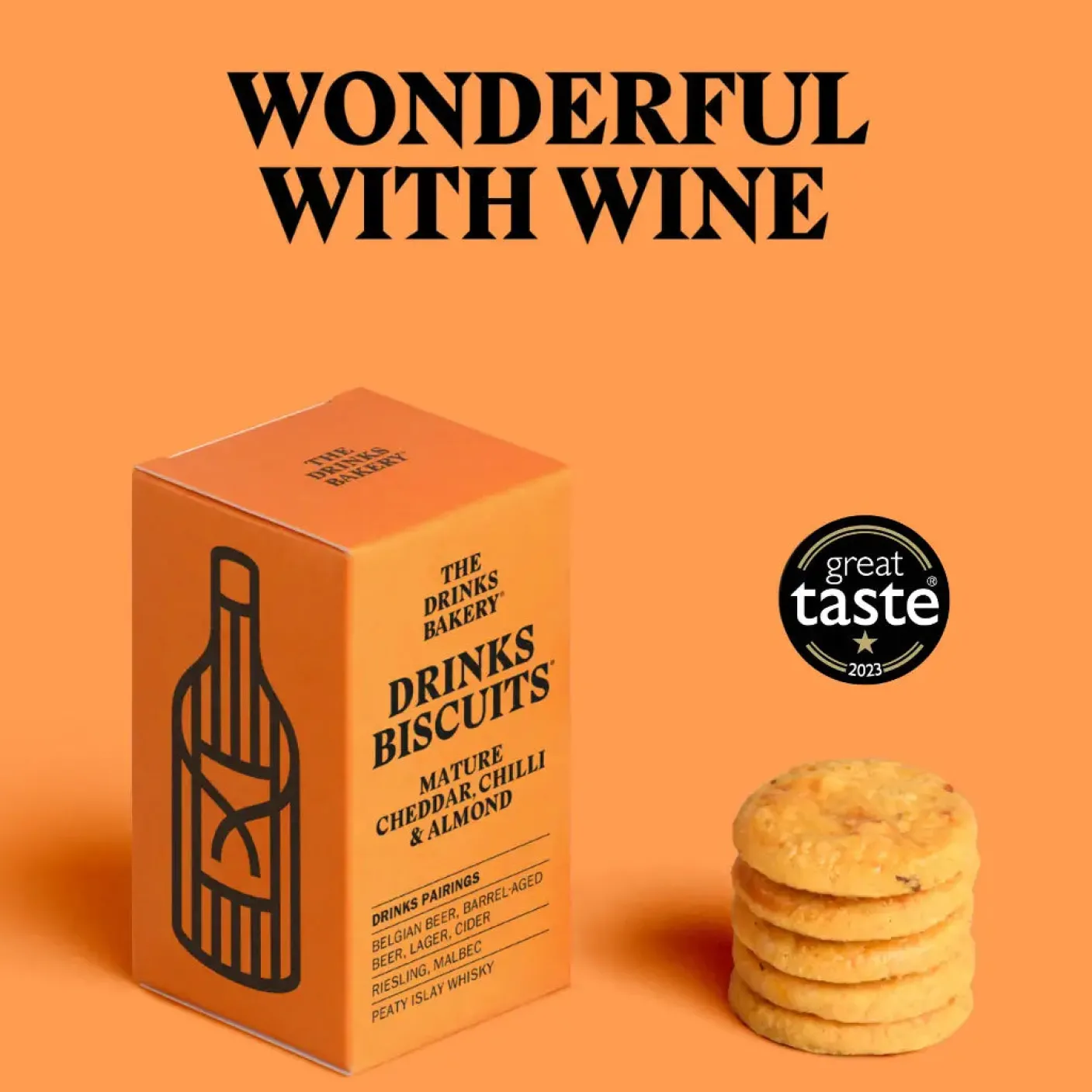 Mature Cheddar, Chilli and Almond Drinks Biscuits 36g