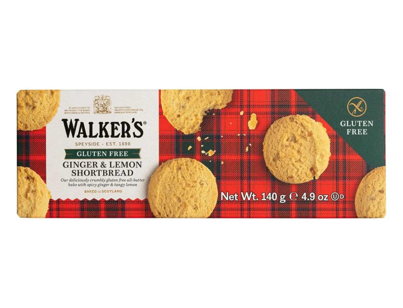 Walkers Ginger & Lemon Gluten Free Shortbread Rounds
