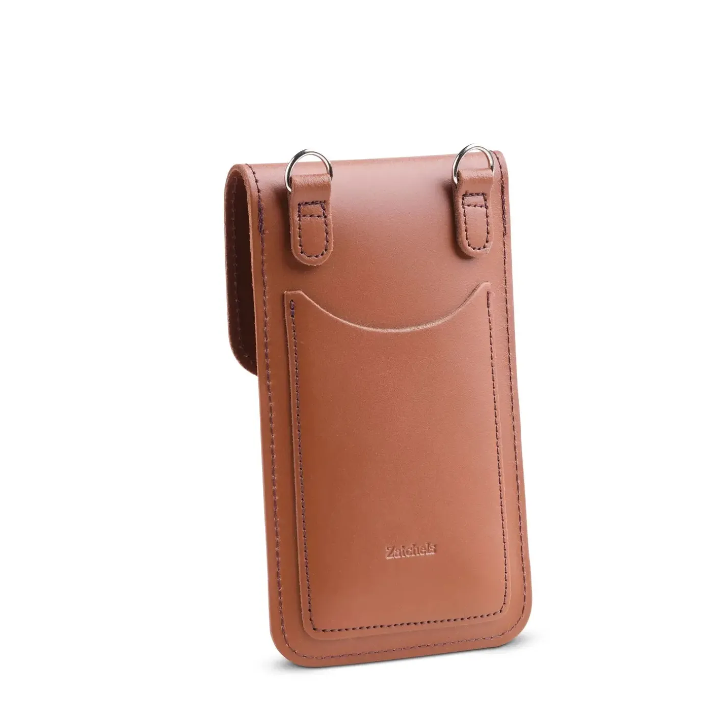 Zatchels Handmade Leather Phone Pouch - Chestnut Brown